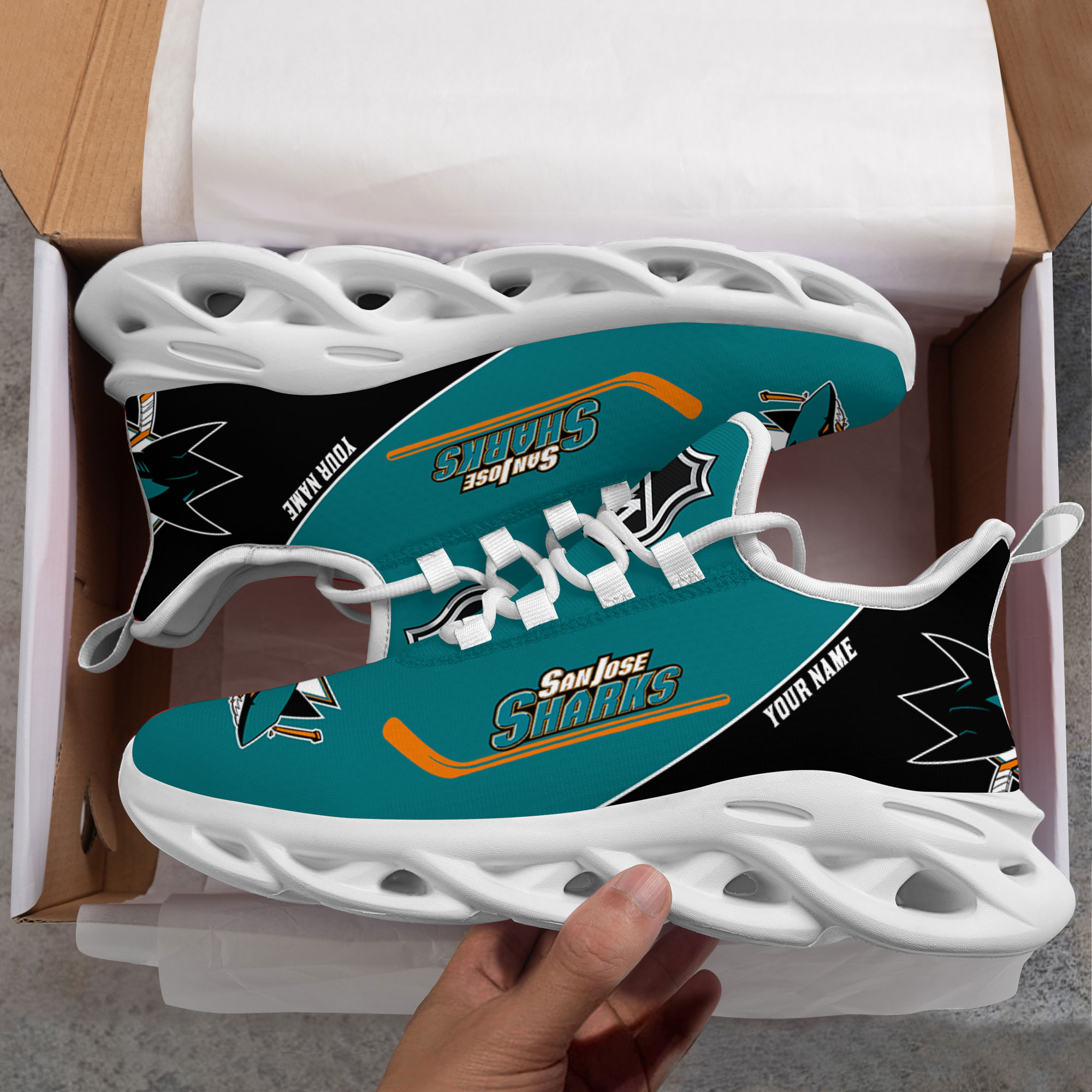 Custom Name San Jose Sharks PERSONALIZED MAX SOUL SHOES DS006 NEW 2022 M1 - Famjoys Custom Name San Jose Sharks PERSONALIZED MAX SOUL SHOES DS006 NEW 2022 M1 - Famjoys