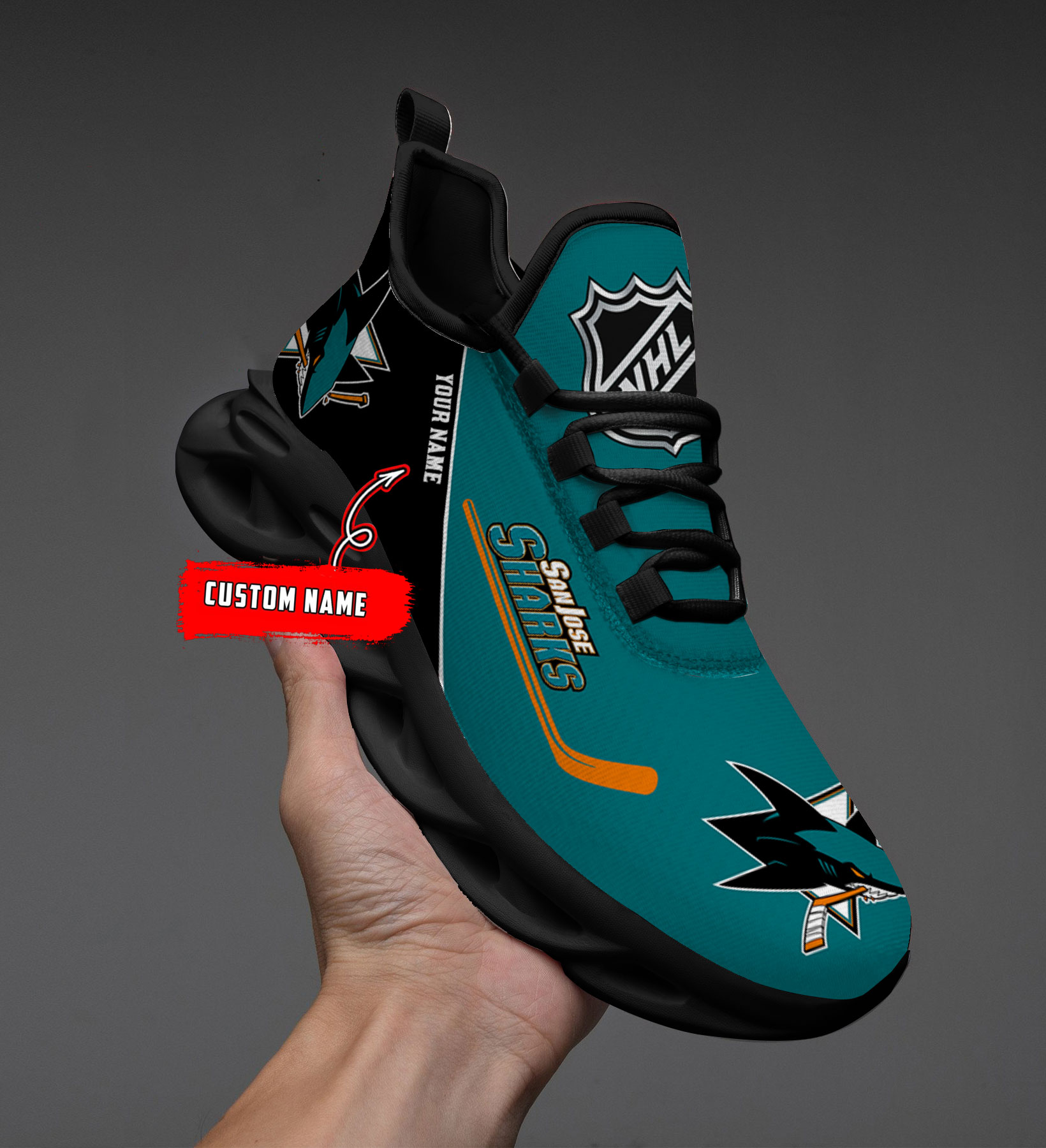 Custom Name San Jose Sharks PERSONALIZED MAX SOUL SHOES DS006 NEW 2022 M1 - Famjoys Custom Name San Jose Sharks PERSONALIZED MAX SOUL SHOES DS006 NEW 2022 M1 - Famjoys