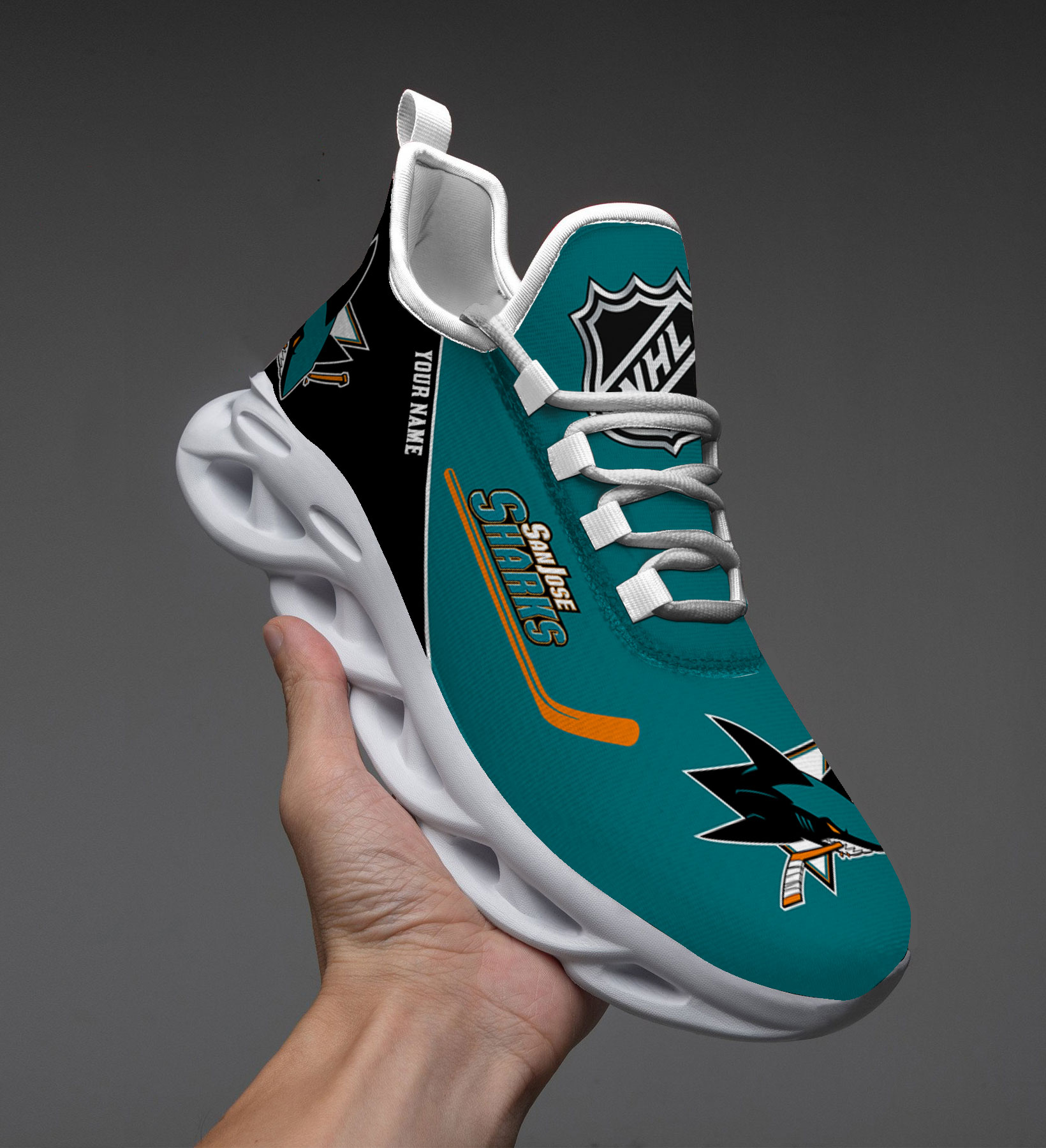 Custom Name San Jose Sharks PERSONALIZED MAX SOUL SHOES DS006 NEW 2022 M1 - Famjoys Custom Name San Jose Sharks PERSONALIZED MAX SOUL SHOES DS006 NEW 2022 M1 - Famjoys