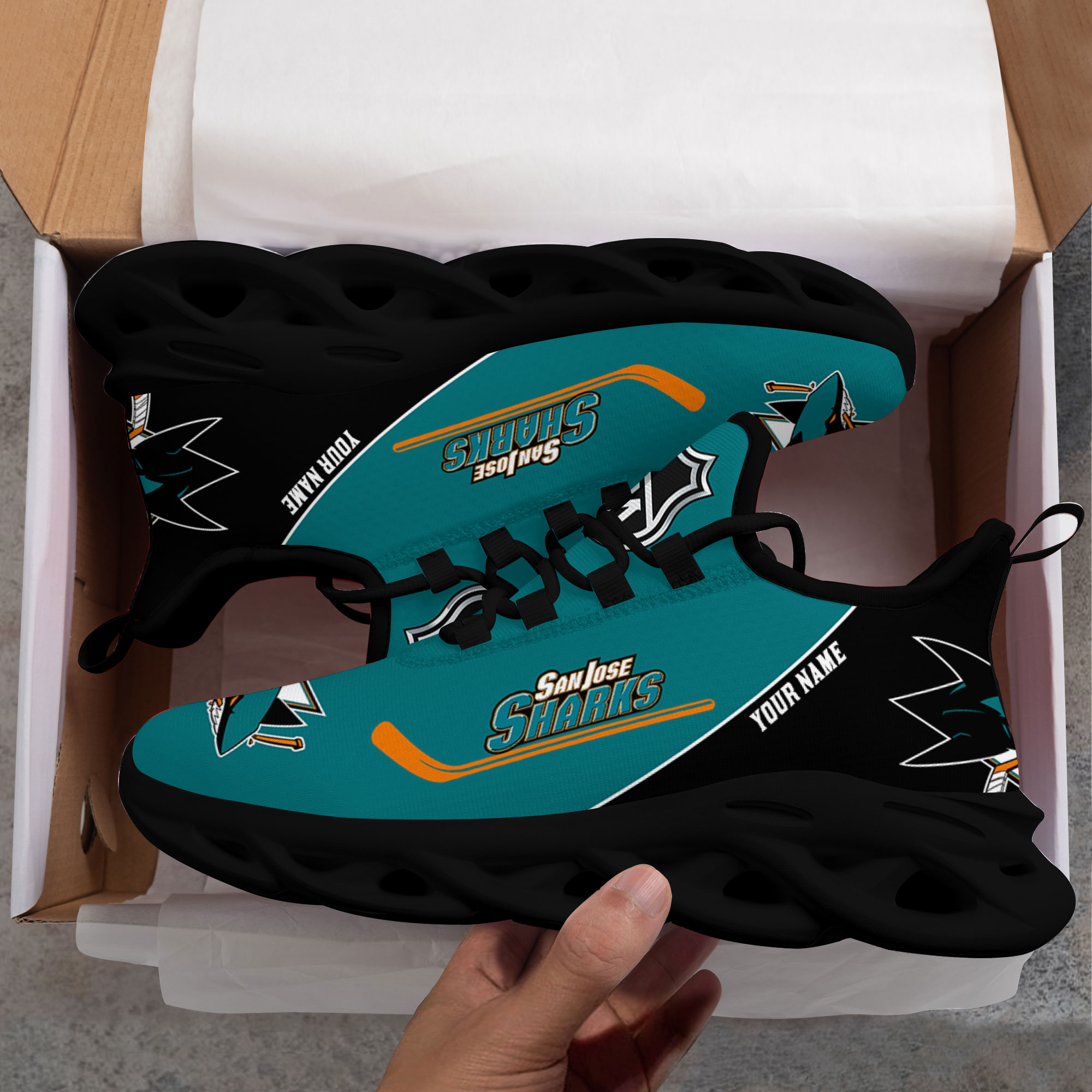 Custom Name San Jose Sharks PERSONALIZED MAX SOUL SHOES DS006 NEW 2022 M1 - Famjoys Custom Name San Jose Sharks PERSONALIZED MAX SOUL SHOES DS006 NEW 2022 M1 - Famjoys