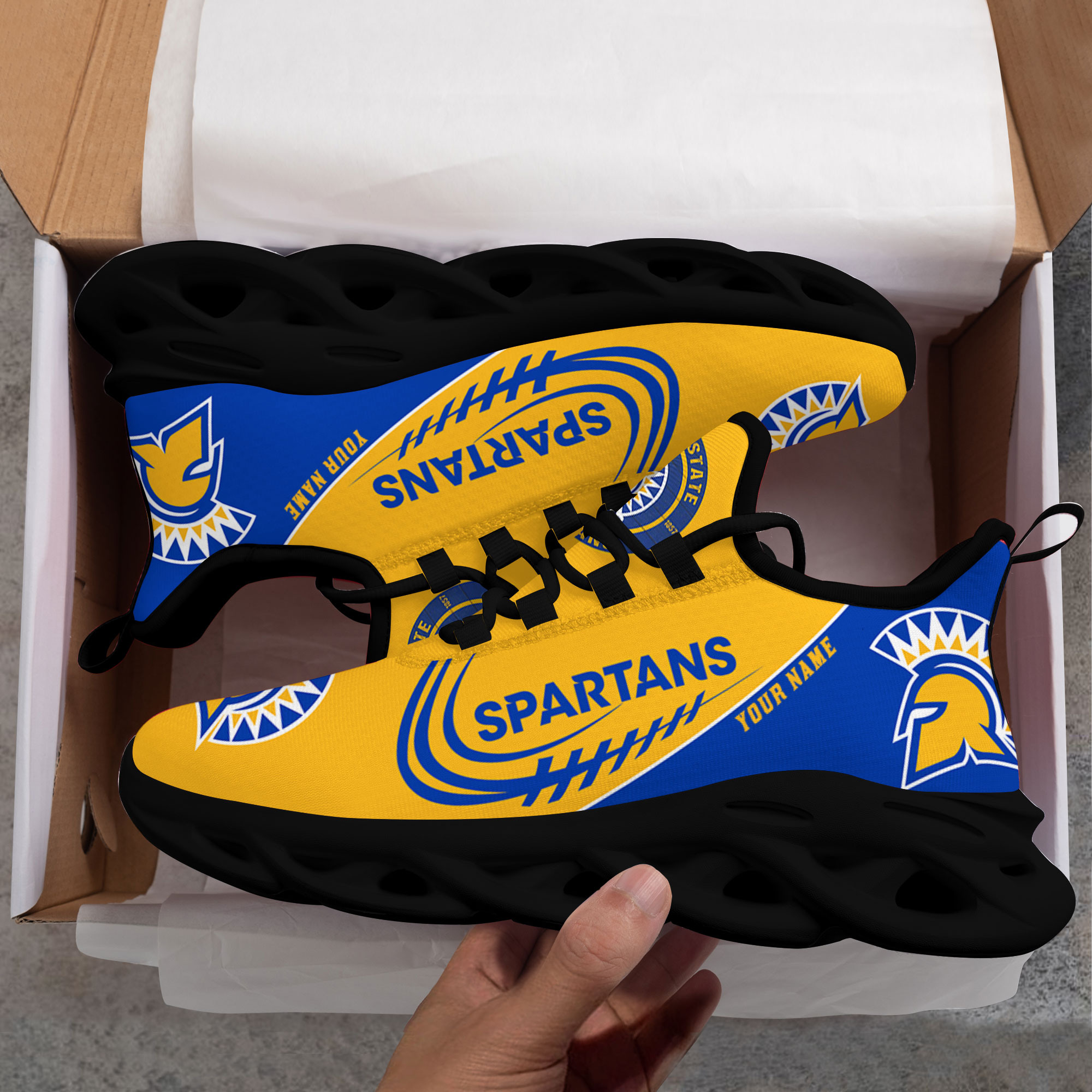 Custom Name San Jose State Spartans PERSONALIZED MAX SOUL SHOES DS006 - Famjoys Custom Name San Jose State Spartans PERSONALIZED MAX SOUL SHOES DS006 - Famjoys