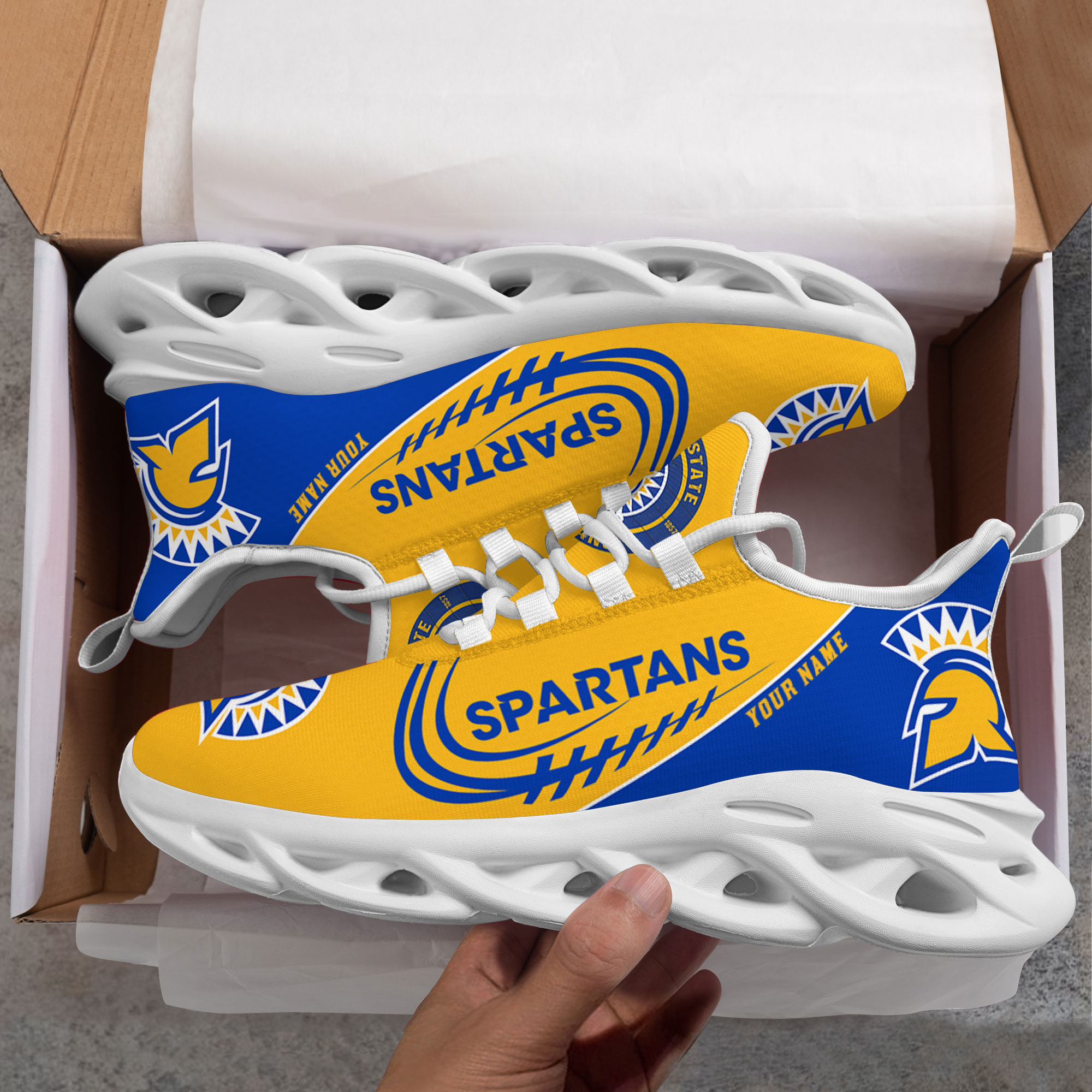 Custom Name San Jose State Spartans PERSONALIZED MAX SOUL SHOES DS006 - Famjoys Custom Name San Jose State Spartans PERSONALIZED MAX SOUL SHOES DS006 - Famjoys