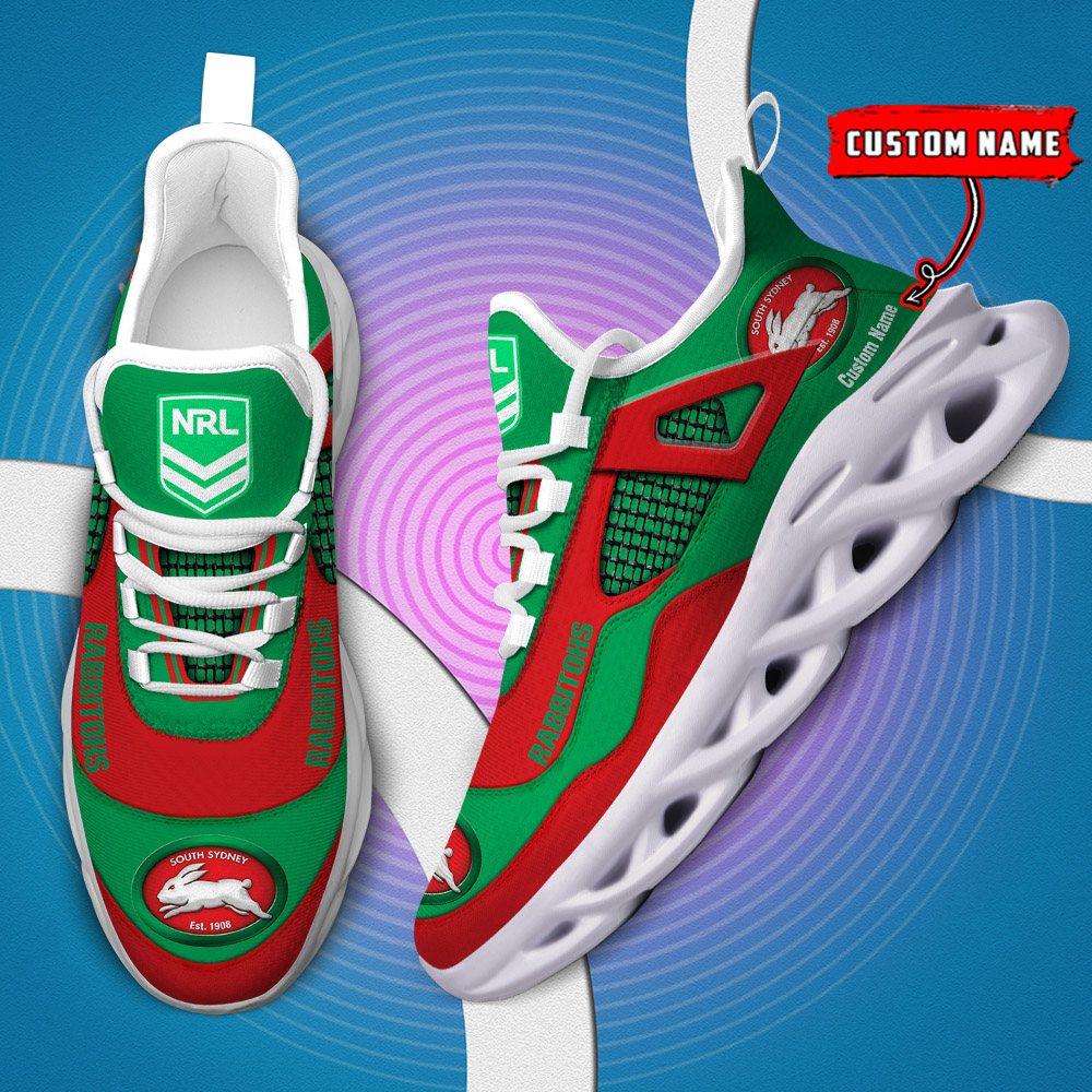 Custom Name South Sydney Rabbitohs NRL MAX SOUL SHOES DS001 - Famjoys Custom Name South Sydney Rabbitohs NRL MAX SOUL SHOES DS001 - Famjoys