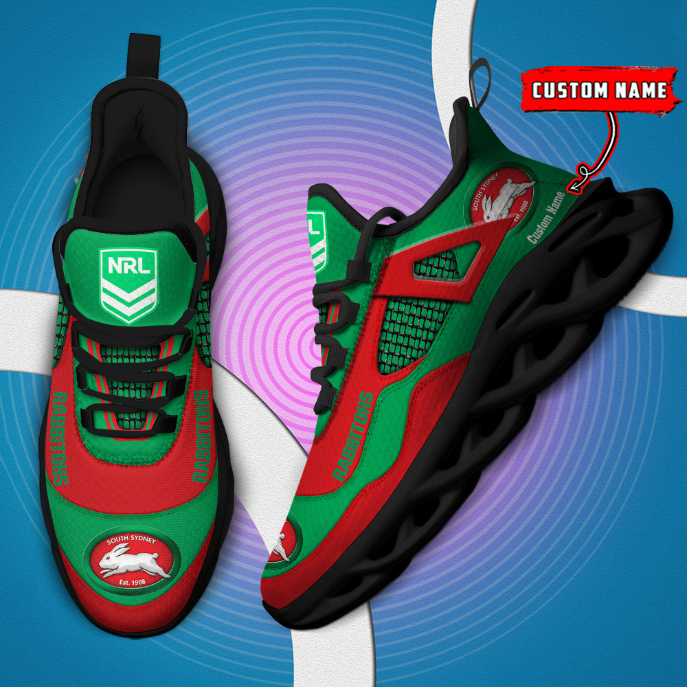 Custom Name South Sydney Rabbitohs NRL MAX SOUL SHOES DS001 - Famjoys Custom Name South Sydney Rabbitohs NRL MAX SOUL SHOES DS001 - Famjoys