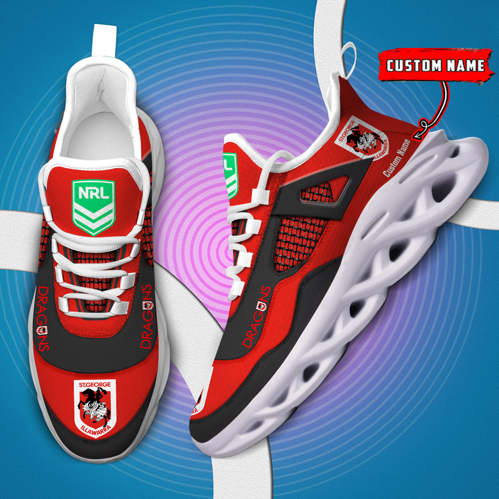 Custom Name St. George Illawarra Dragons NRL MAX SOUL SHOES DS001 - Famjoys Custom Name St. George Illawarra Dragons NRL MAX SOUL SHOES DS001 - Famjoys