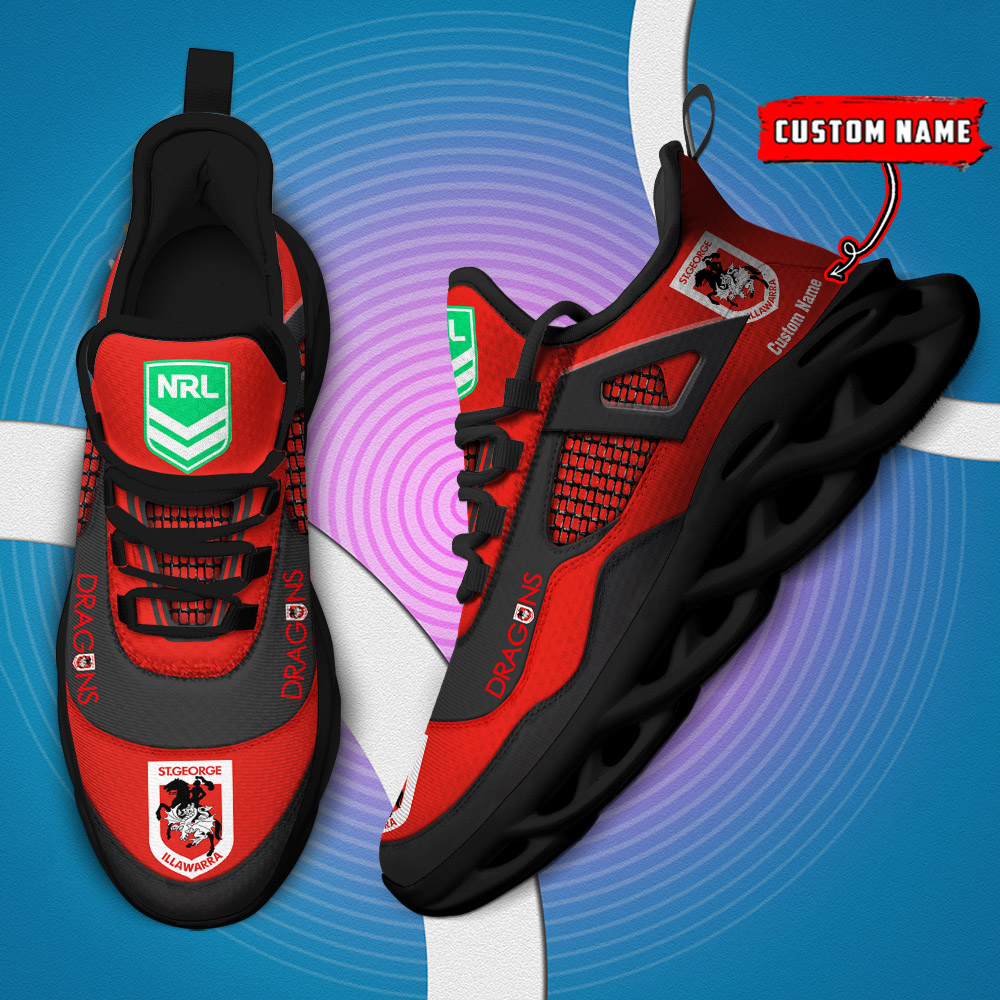 Custom Name St. George Illawarra Dragons NRL MAX SOUL SHOES DS001 - Famjoys Custom Name St. George Illawarra Dragons NRL MAX SOUL SHOES DS001 - Famjoys