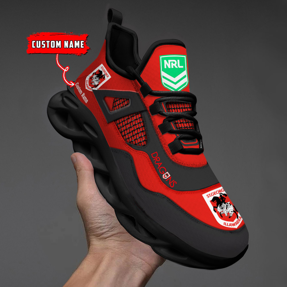 Custom Name St. George Illawarra Dragons NRL MAX SOUL SHOES DS001 - Famjoys Custom Name St. George Illawarra Dragons NRL MAX SOUL SHOES DS001 - Famjoys