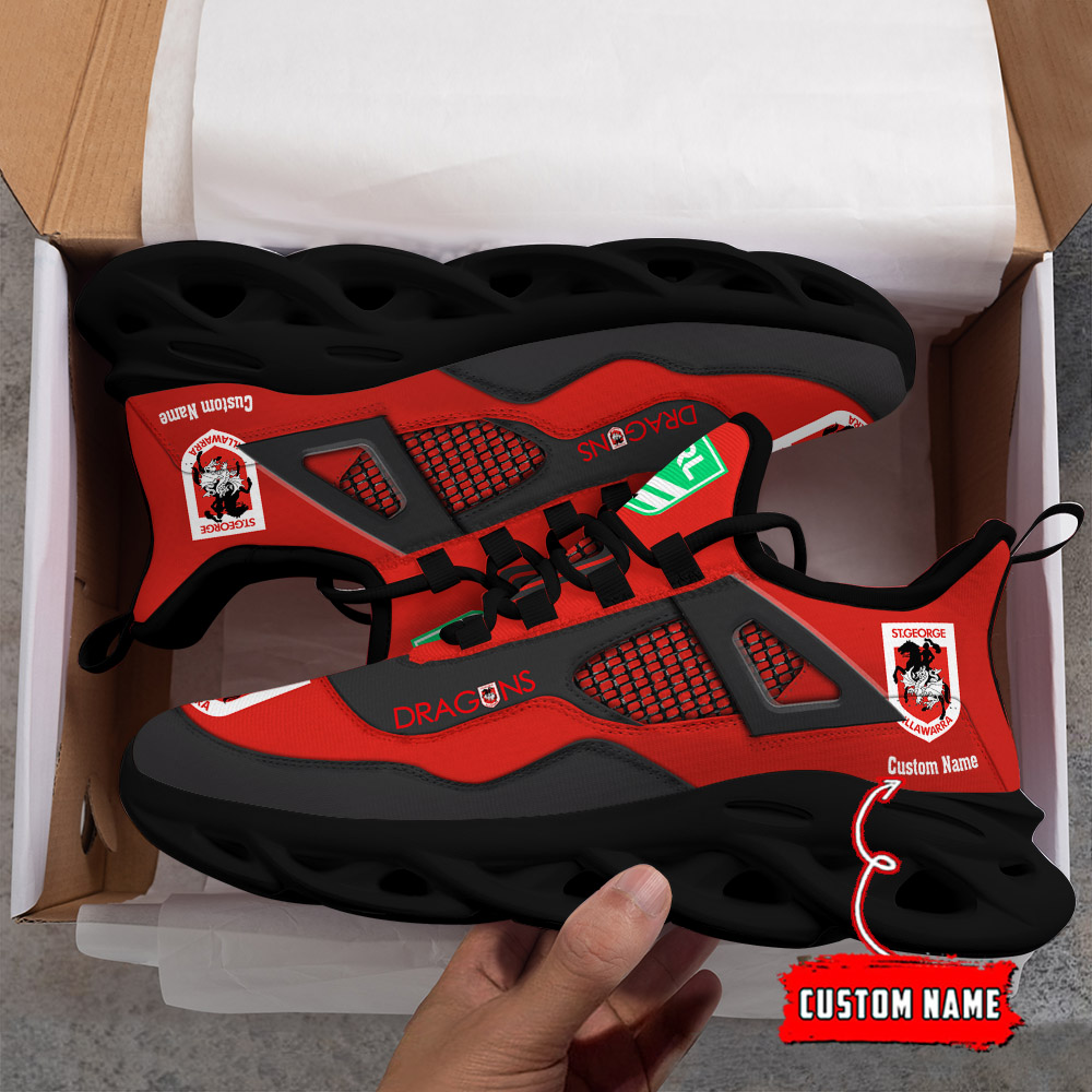 Custom Name St. George Illawarra Dragons NRL MAX SOUL SHOES DS001 - Famjoys Custom Name St. George Illawarra Dragons NRL MAX SOUL SHOES DS001 - Famjoys