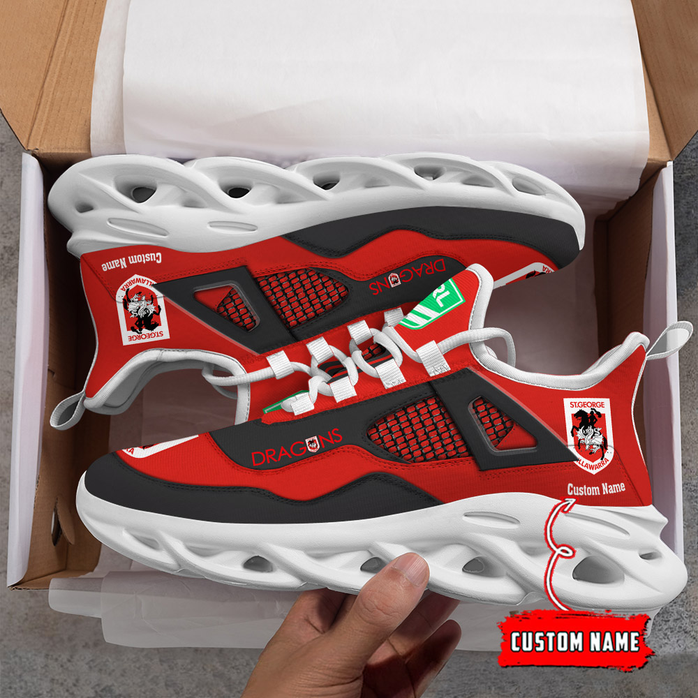 Custom Name St. George Illawarra Dragons NRL MAX SOUL SHOES DS001 - Famjoys Custom Name St. George Illawarra Dragons NRL MAX SOUL SHOES DS001 - Famjoys