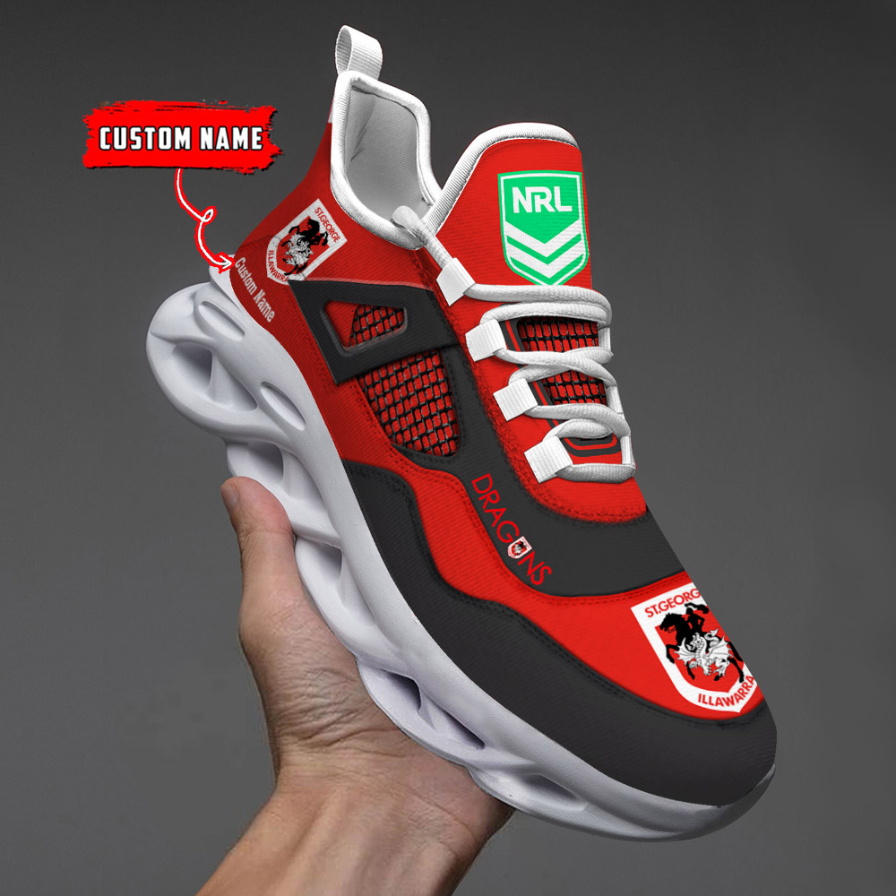 Custom Name St. George Illawarra Dragons NRL MAX SOUL SHOES DS001 - Famjoys Custom Name St. George Illawarra Dragons NRL MAX SOUL SHOES DS001 - Famjoys