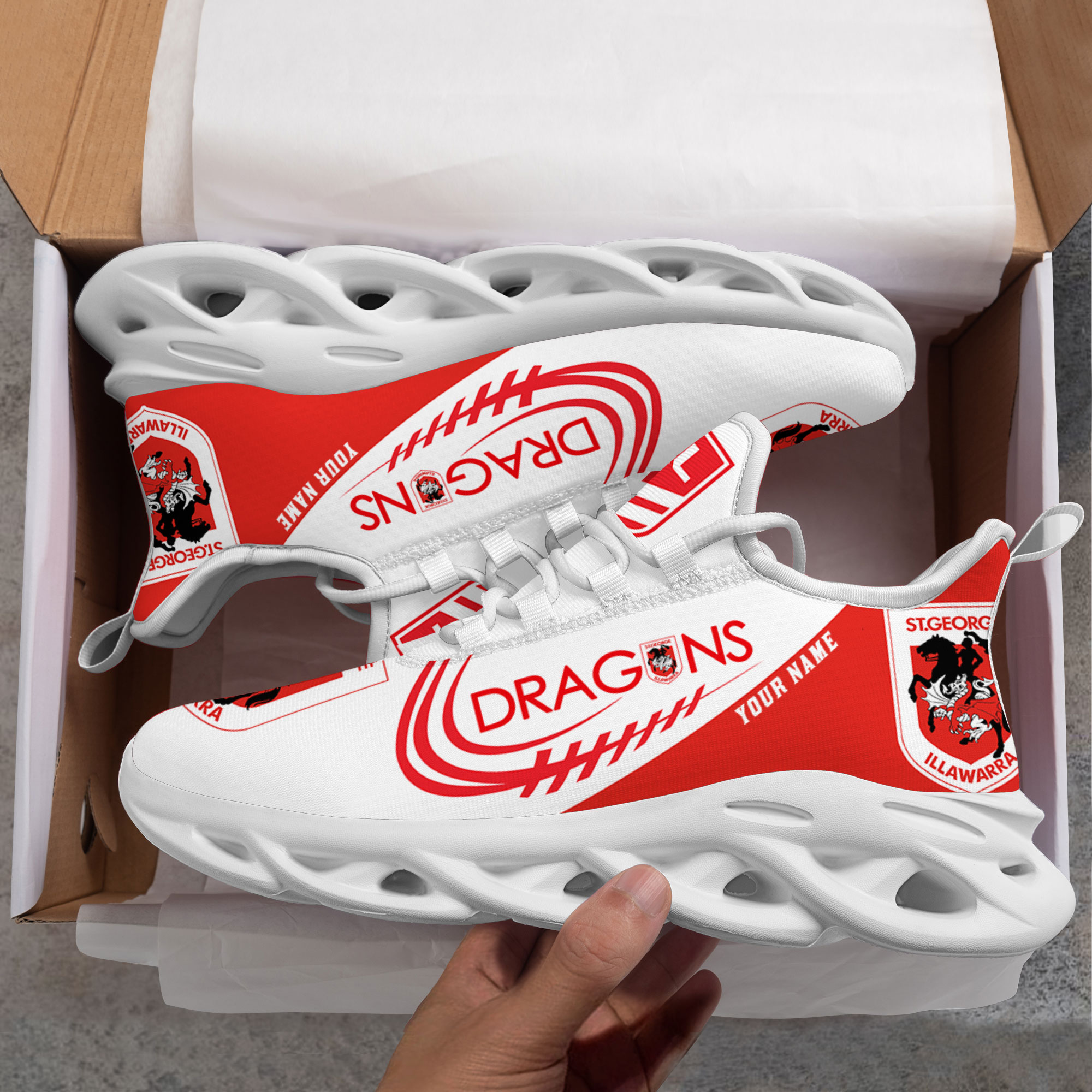 Custom Name St. George Illawarra Dragons PERSONALIZED MAX SOUL SHOES DS006 - Famjoys Custom Name St. George Illawarra Dragons PERSONALIZED MAX SOUL SHOES DS006 - Famjoys