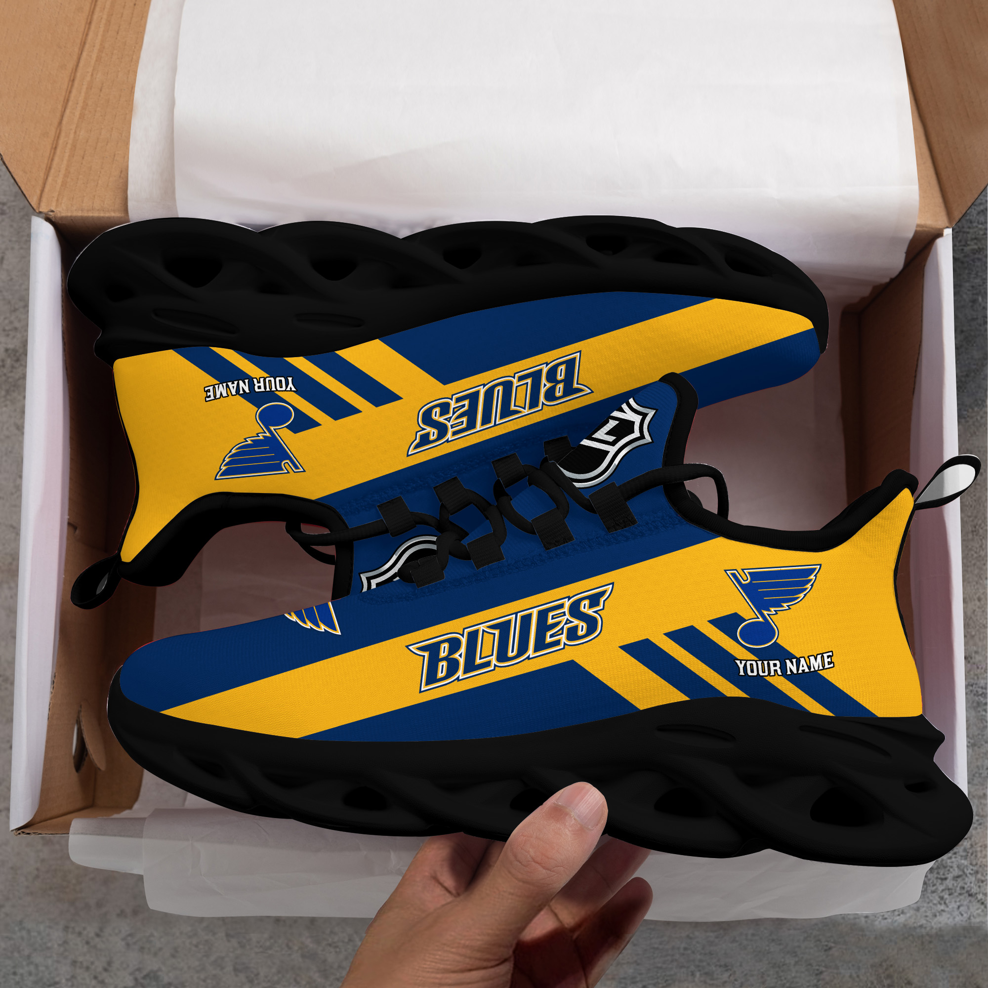 Custom Name St. Louis Blues PERSONALIZED MAX SOUL SHOES DS004 - Famjoys Custom Name St. Louis Blues PERSONALIZED MAX SOUL SHOES DS004 - Famjoys