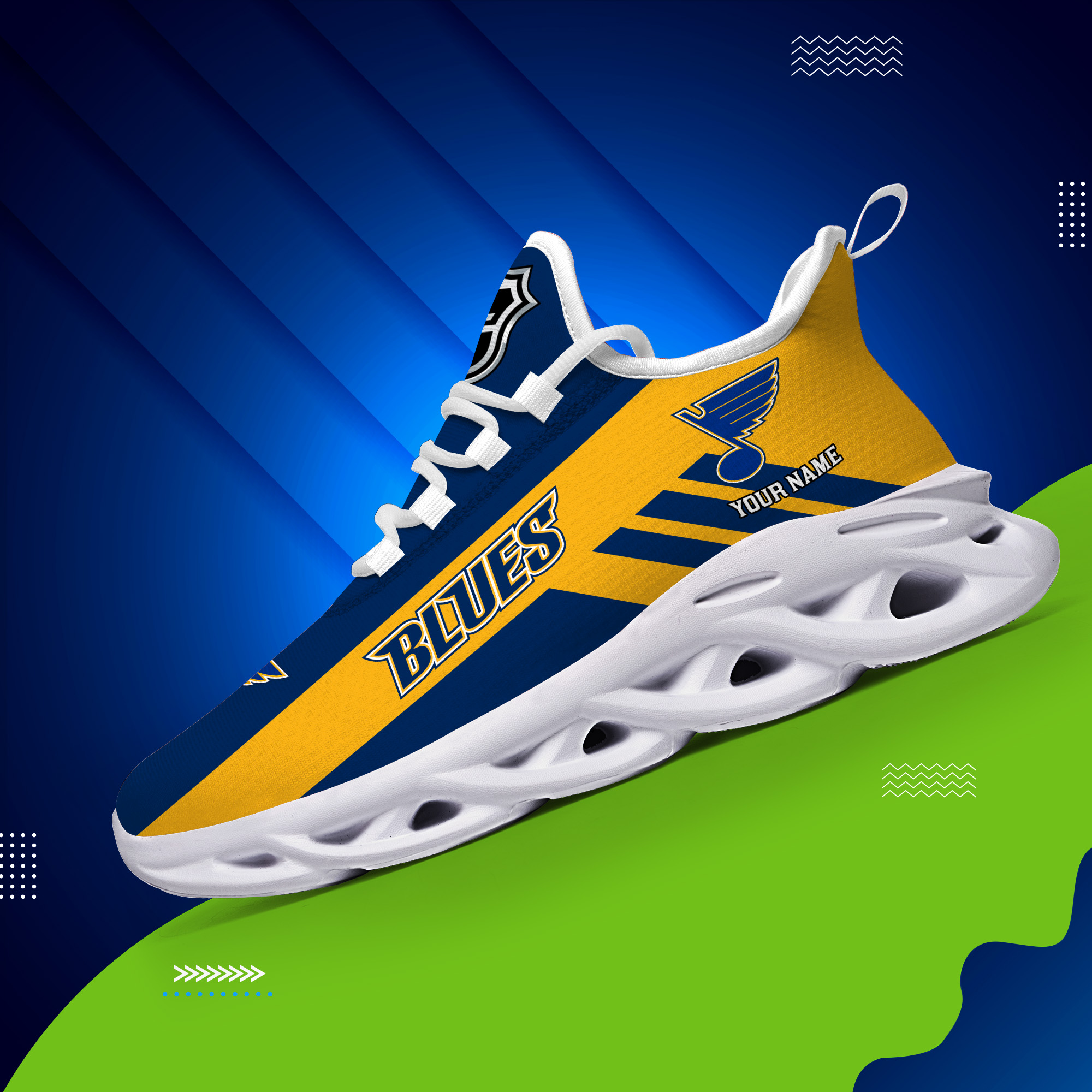 Custom Name St. Louis Blues PERSONALIZED MAX SOUL SHOES DS004 - Famjoys Custom Name St. Louis Blues PERSONALIZED MAX SOUL SHOES DS004 - Famjoys