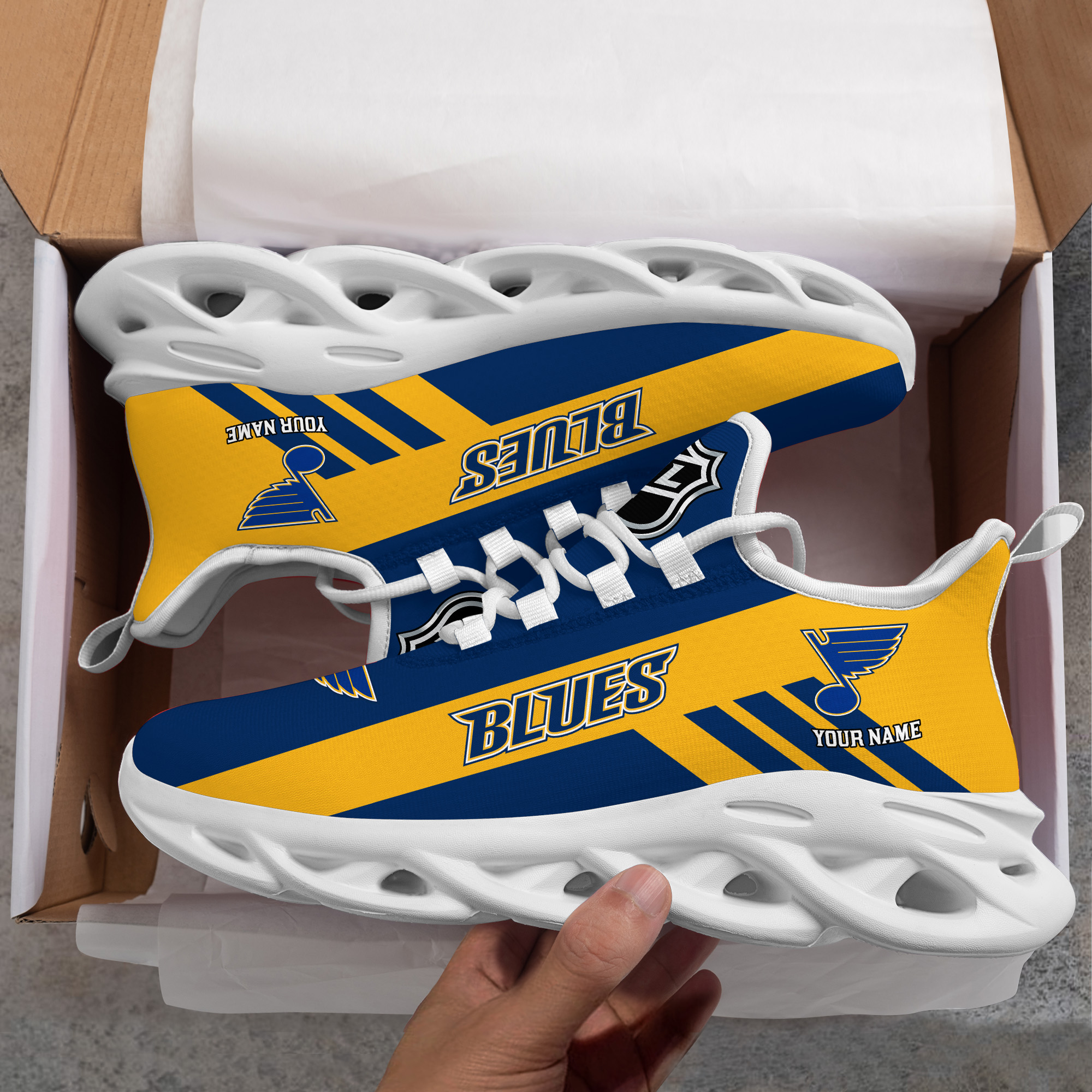 Custom Name St. Louis Blues PERSONALIZED MAX SOUL SHOES DS004 - Famjoys Custom Name St. Louis Blues PERSONALIZED MAX SOUL SHOES DS004 - Famjoys