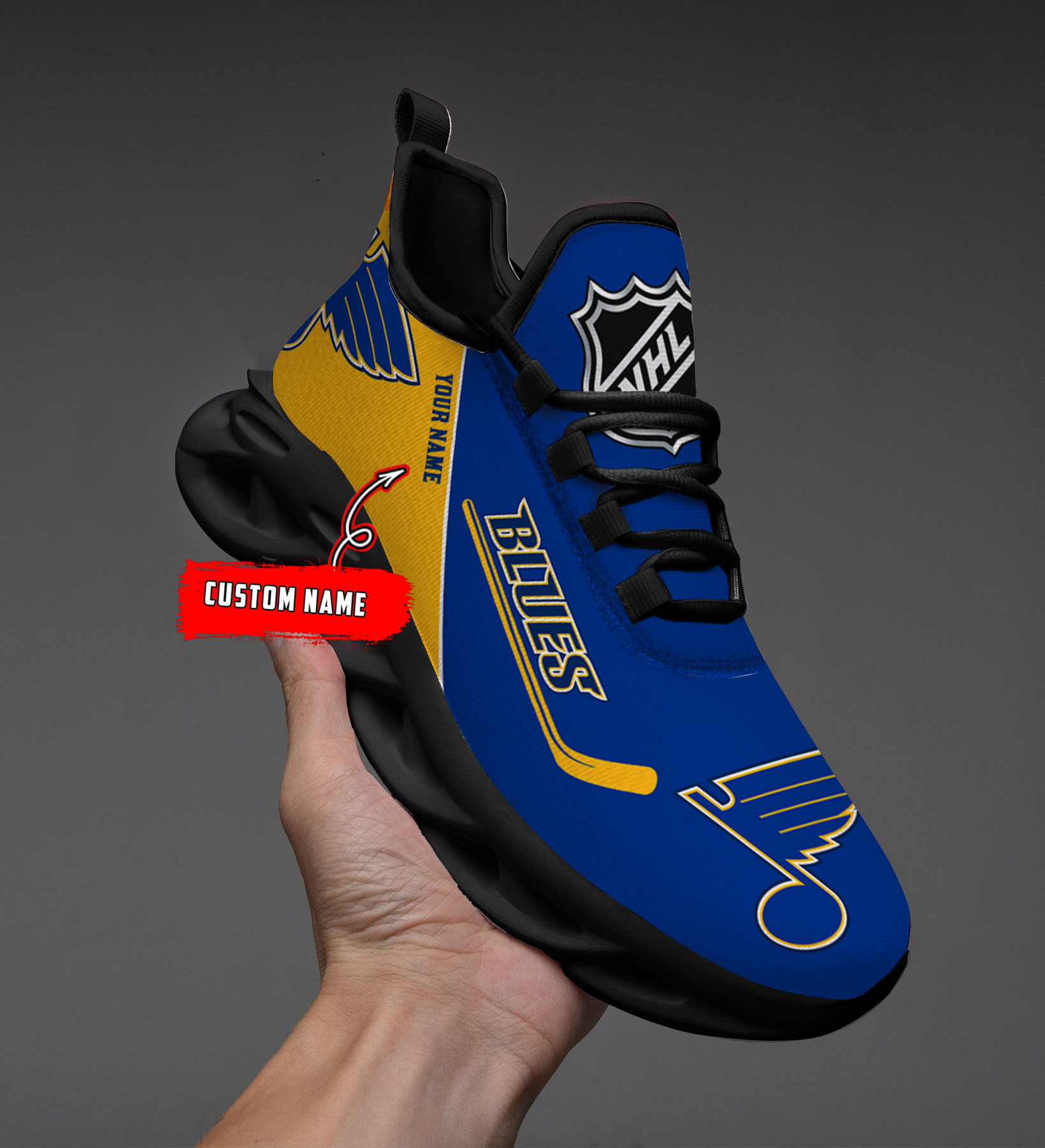 Custom Name St. Louis Blues PERSONALIZED MAX SOUL SHOES DS006 NEW 2022 M1 - Famjoys Custom Name St. Louis Blues PERSONALIZED MAX SOUL SHOES DS006 NEW 2022 M1 - Famjoys