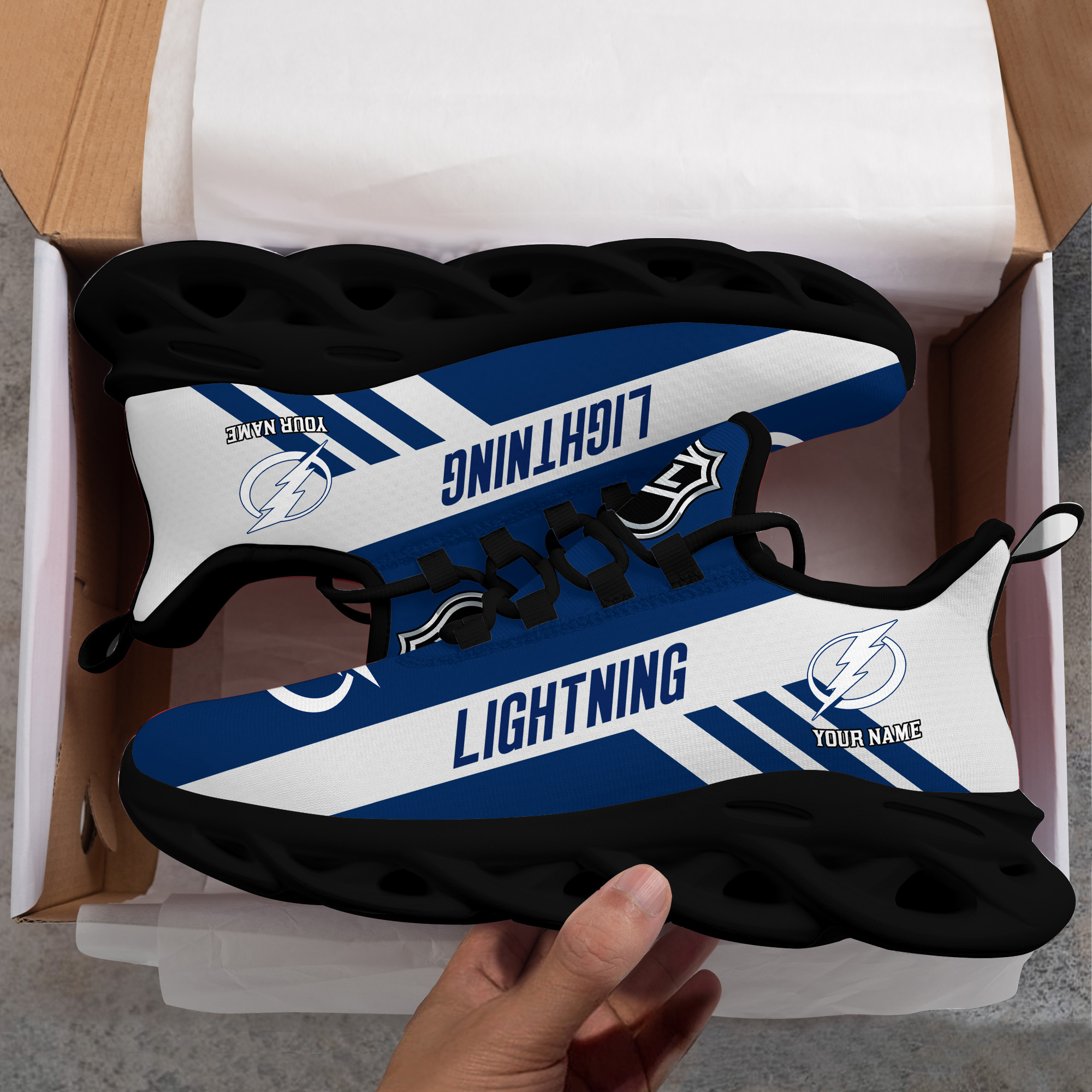 Custom Name Tampa Bay Lightning PERSONALIZED MAX SOUL SHOES DS004 - Famjoys Custom Name Tampa Bay Lightning PERSONALIZED MAX SOUL SHOES DS004 - Famjoys