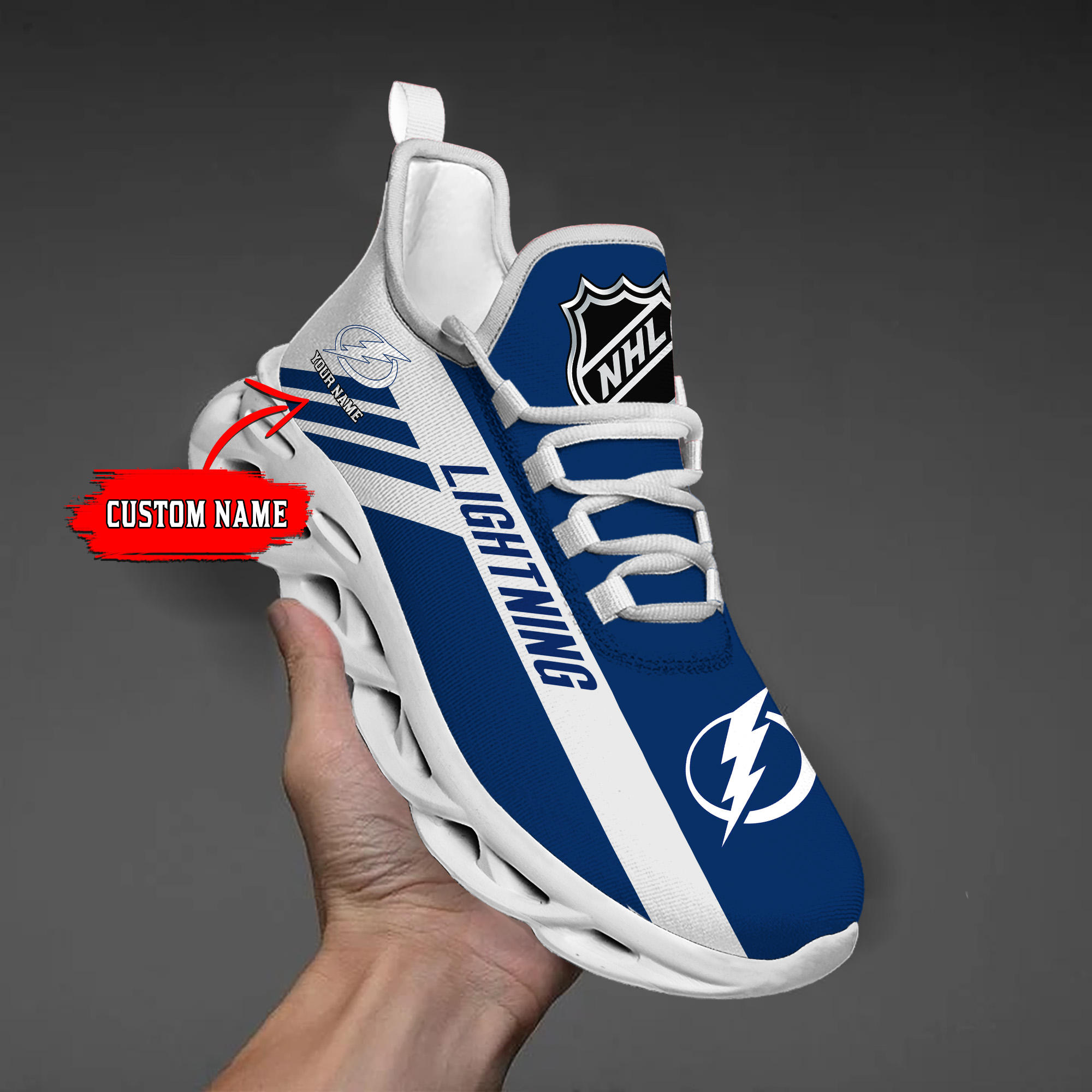 Custom Name Tampa Bay Lightning PERSONALIZED MAX SOUL SHOES DS004 - Famjoys Custom Name Tampa Bay Lightning PERSONALIZED MAX SOUL SHOES DS004 - Famjoys