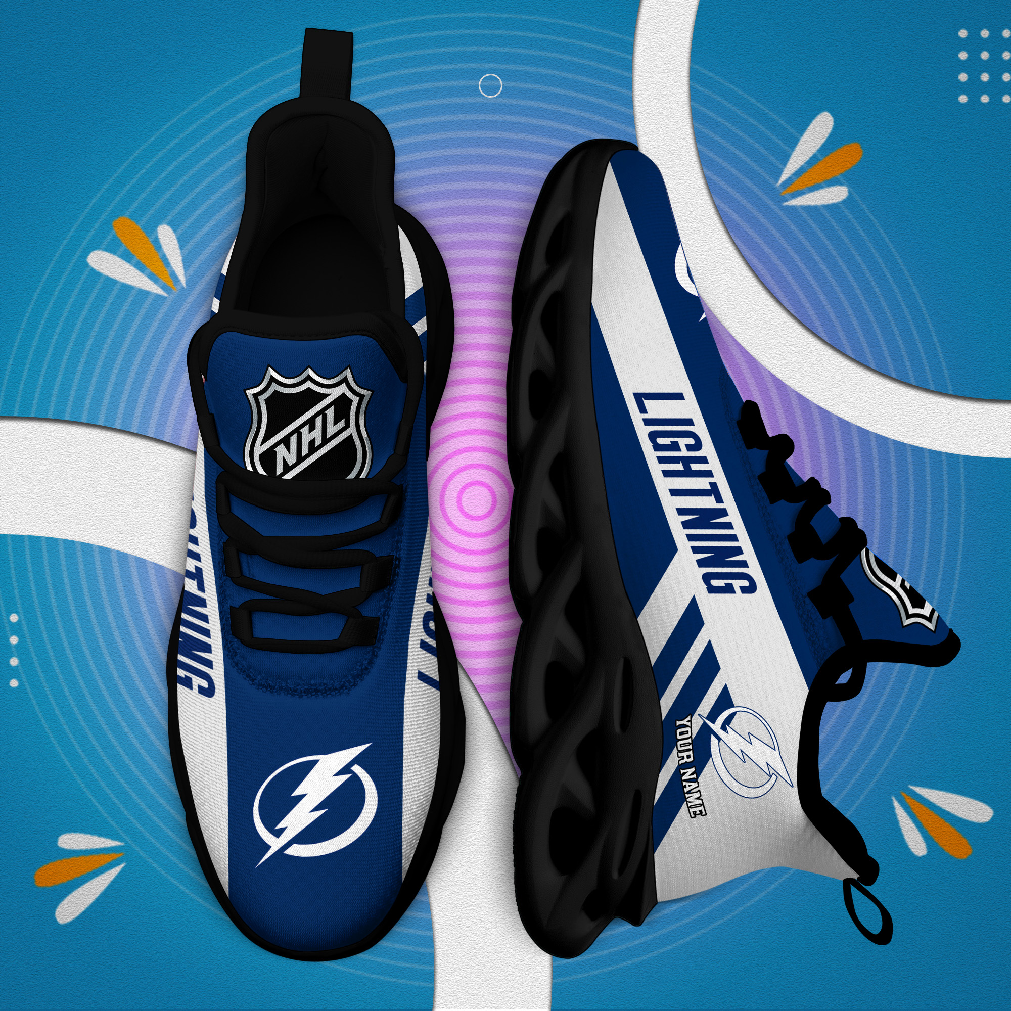 Custom Name Tampa Bay Lightning PERSONALIZED MAX SOUL SHOES DS004 - Famjoys Custom Name Tampa Bay Lightning PERSONALIZED MAX SOUL SHOES DS004 - Famjoys