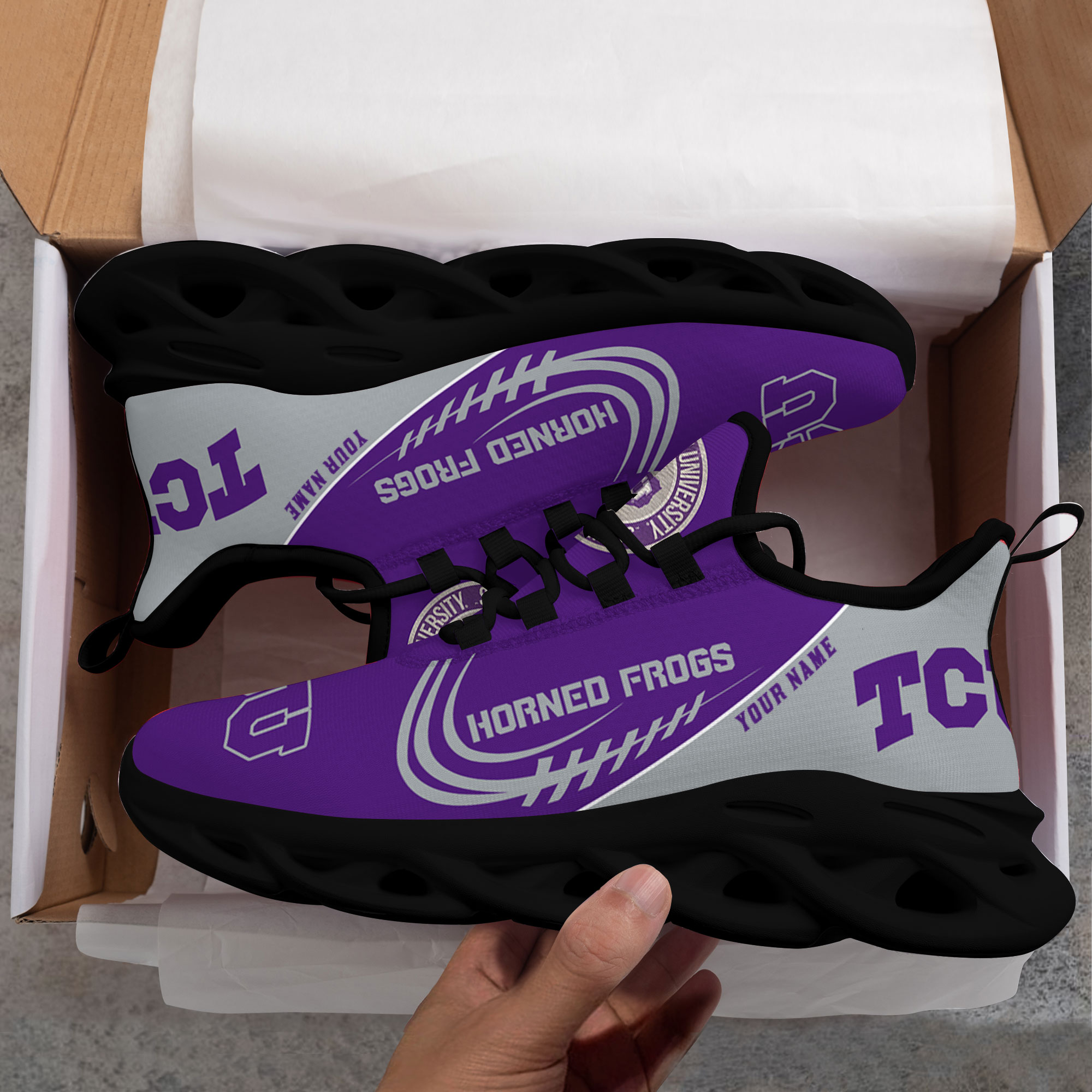 Custom Name TCU Horned Frogs PERSONALIZED MAX SOUL SHOES DS006 - Famjoys Custom Name TCU Horned Frogs PERSONALIZED MAX SOUL SHOES DS006 - Famjoys