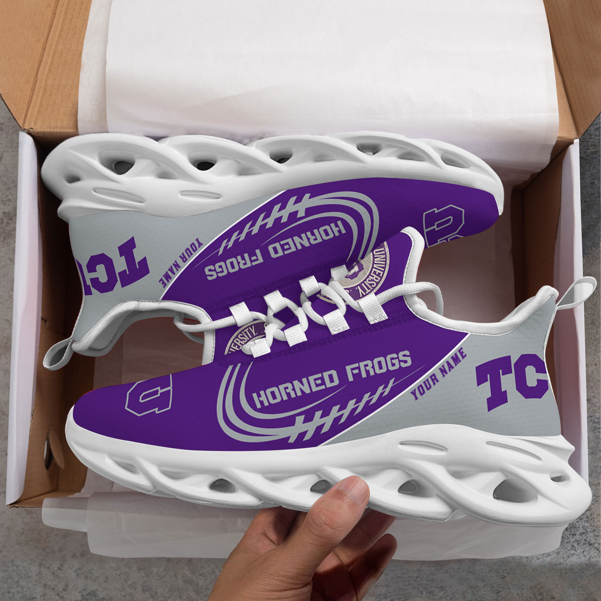 Custom Name TCU Horned Frogs PERSONALIZED MAX SOUL SHOES DS006 - Famjoys Custom Name TCU Horned Frogs PERSONALIZED MAX SOUL SHOES DS006 - Famjoys