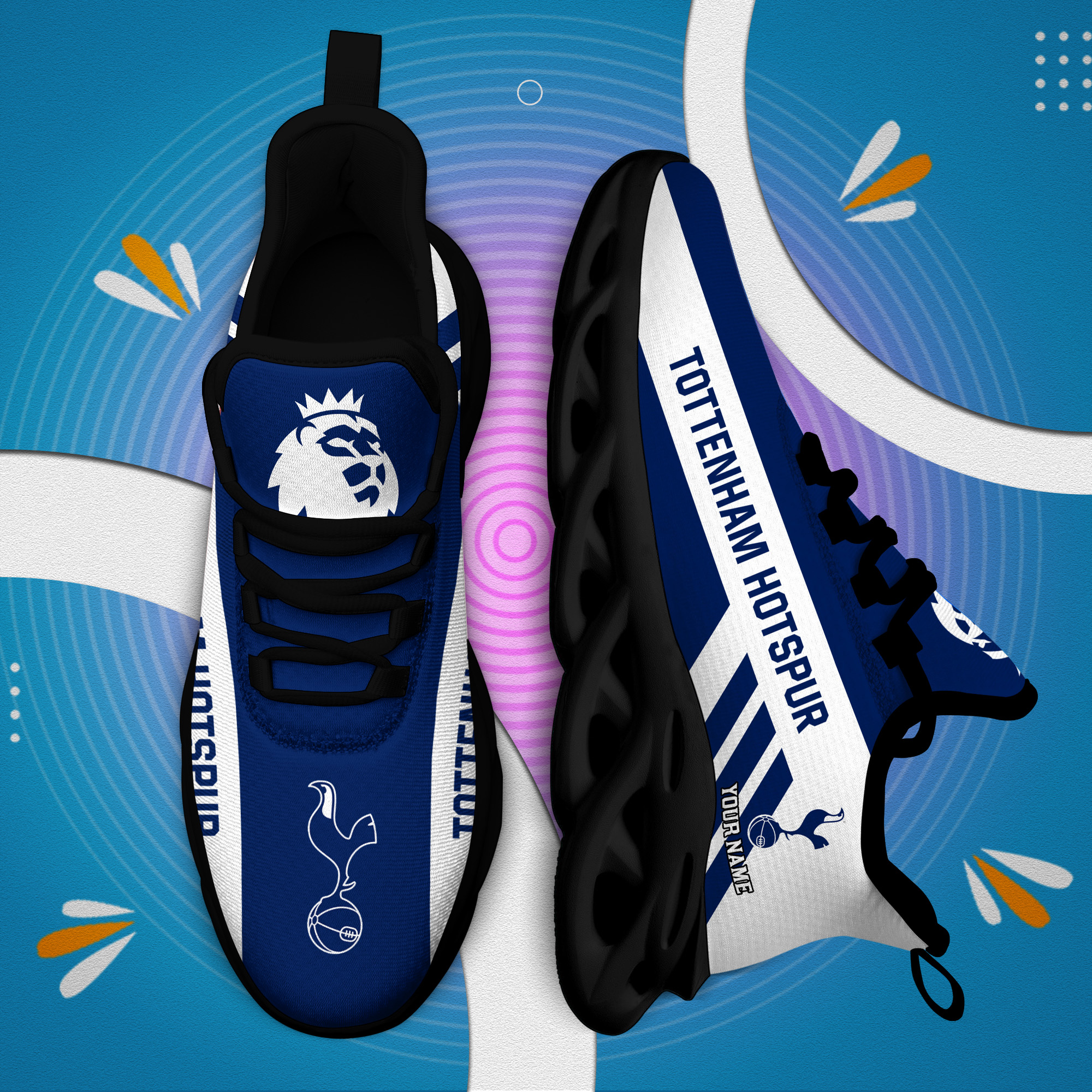 Custom Name Tottenham Hotspur PERSONALIZED MAX SOUL SHOES DS006 EPL - Famjoys Custom Name Tottenham Hotspur PERSONALIZED MAX SOUL SHOES DS006 EPL - Famjoys