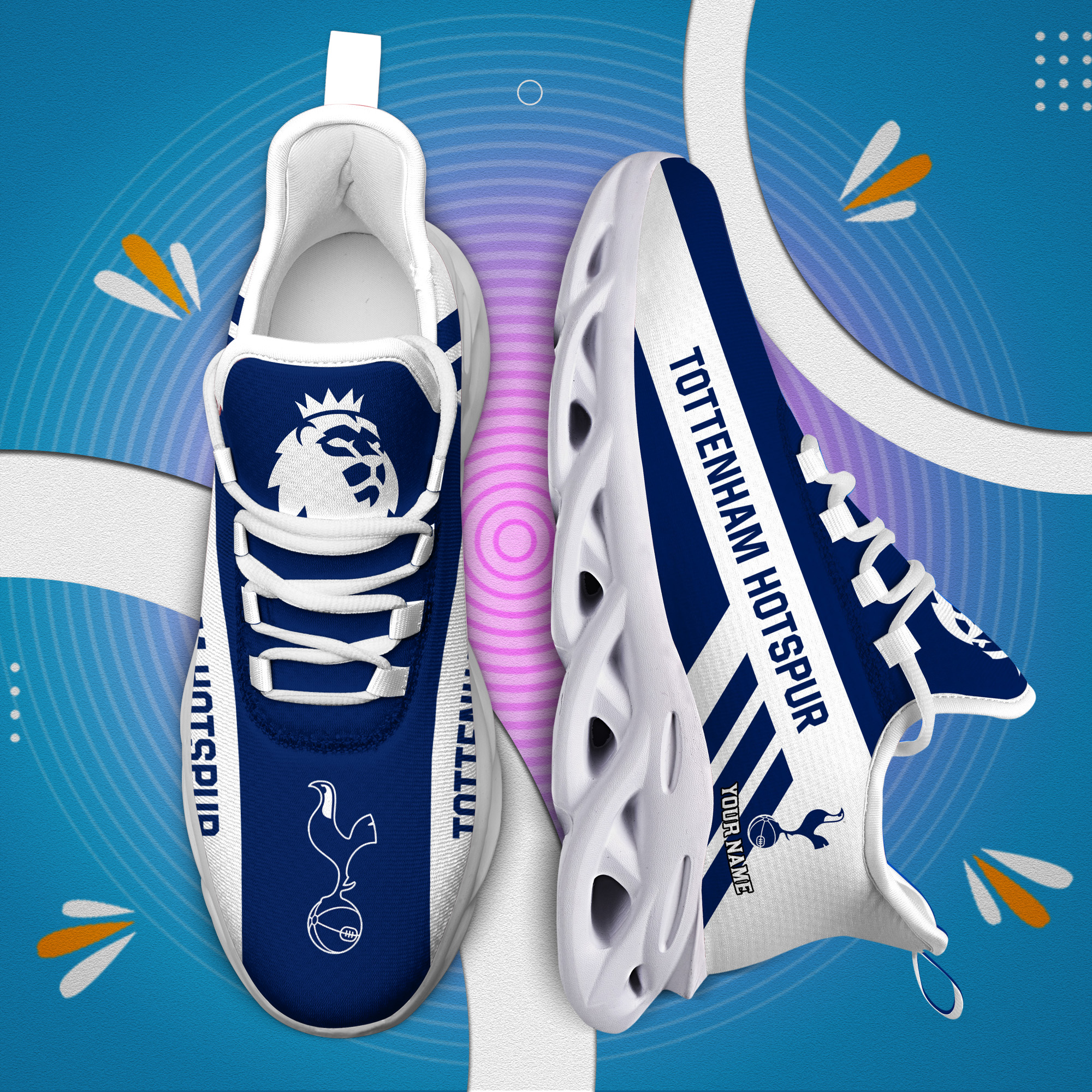 Custom Name Tottenham Hotspur PERSONALIZED MAX SOUL SHOES DS006 EPL - Famjoys Custom Name Tottenham Hotspur PERSONALIZED MAX SOUL SHOES DS006 EPL - Famjoys