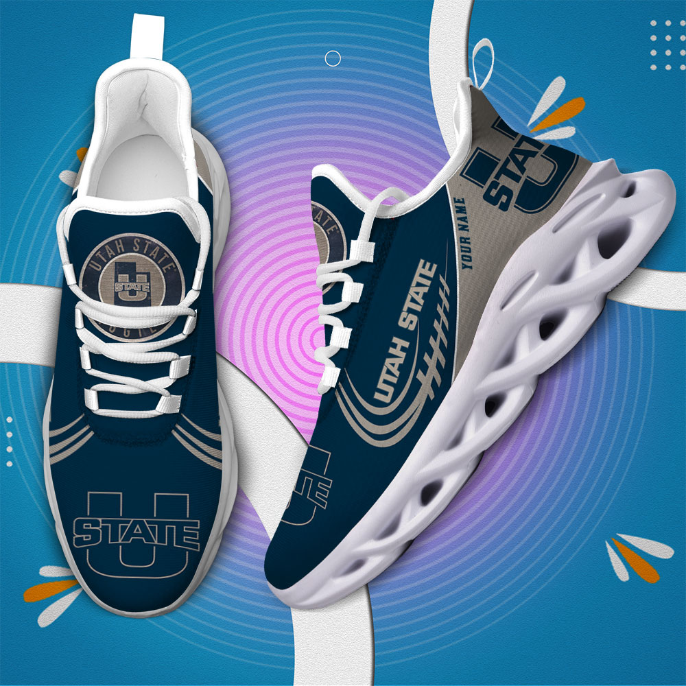 Custom Name Utah State Aggies PERSONALIZED MAX SOUL SHOES DS006 - Famjoys Custom Name Utah State Aggies PERSONALIZED MAX SOUL SHOES DS006 - Famjoys