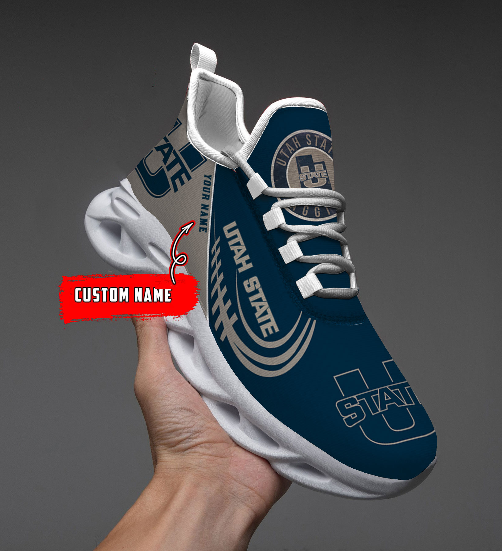Custom Name Utah State Aggies PERSONALIZED MAX SOUL SHOES DS006 - Famjoys Custom Name Utah State Aggies PERSONALIZED MAX SOUL SHOES DS006 - Famjoys