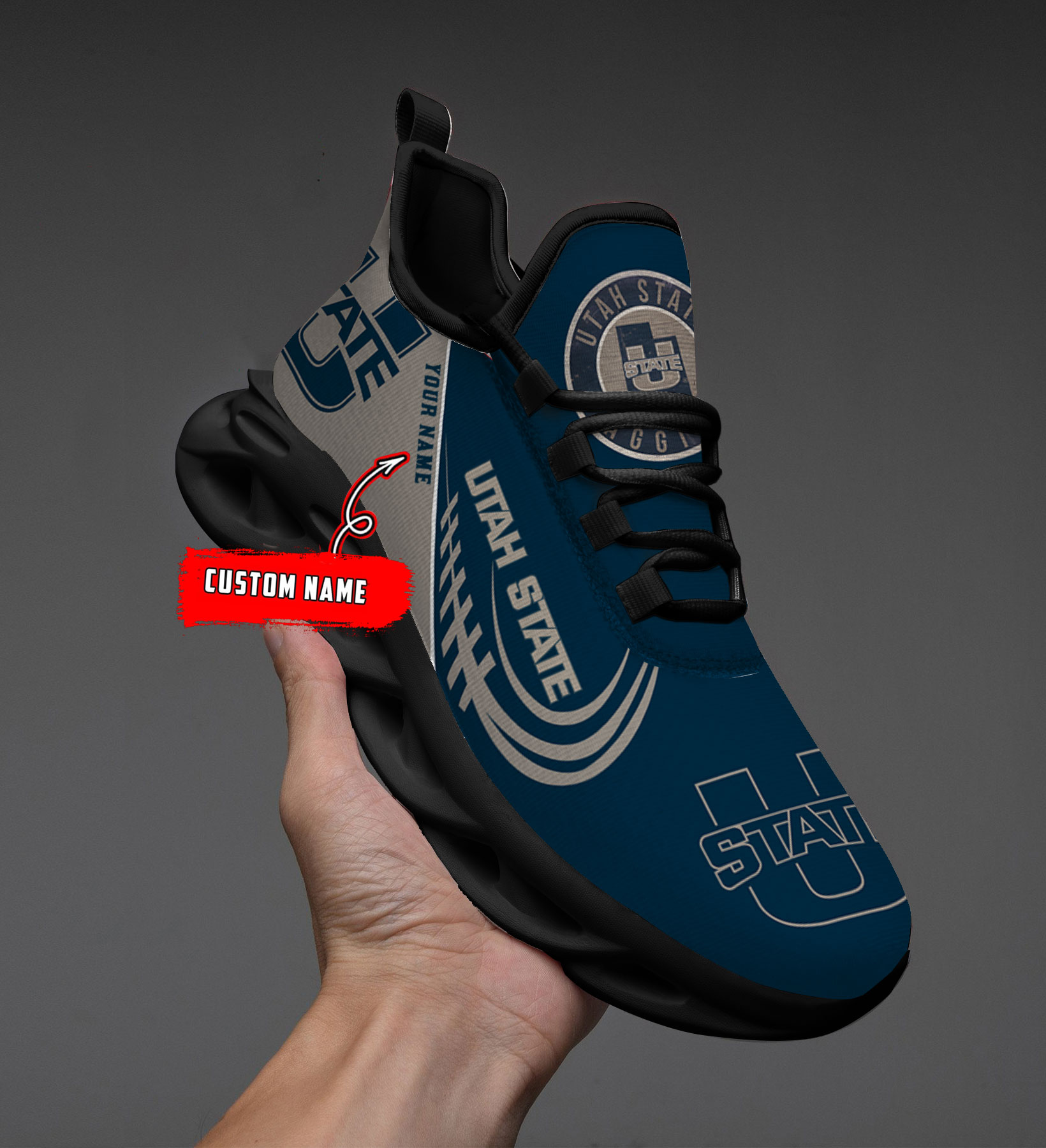 Custom Name Utah State Aggies PERSONALIZED MAX SOUL SHOES DS006 - Famjoys Custom Name Utah State Aggies PERSONALIZED MAX SOUL SHOES DS006 - Famjoys