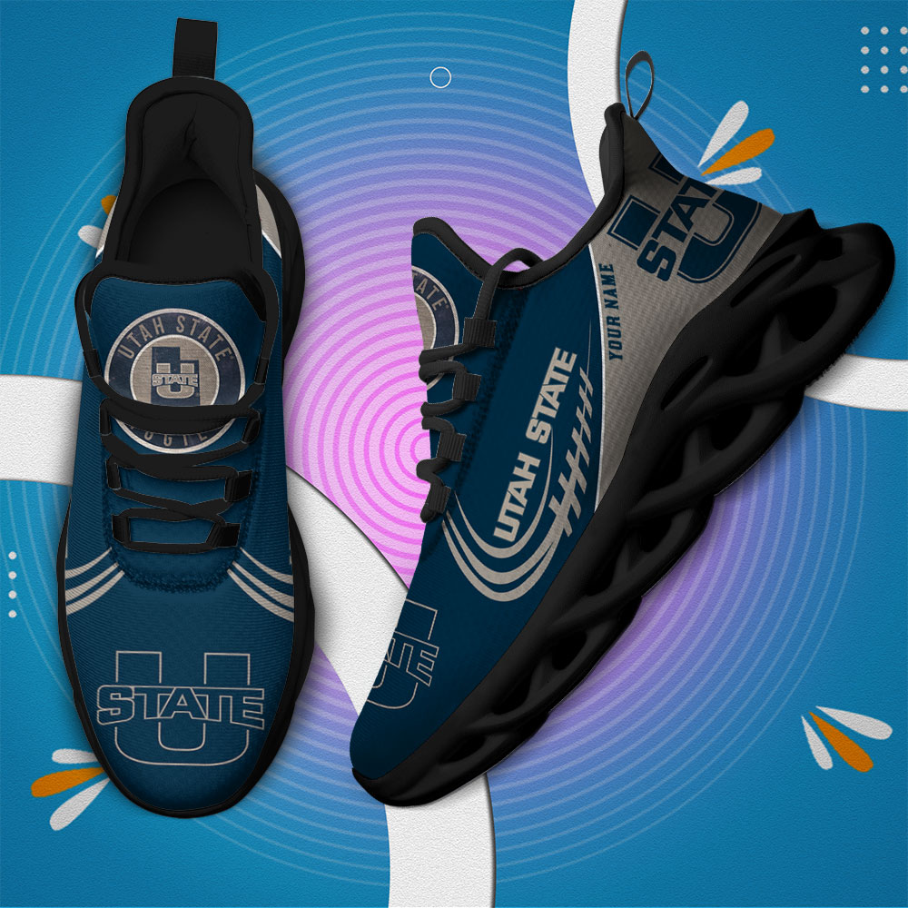 Custom Name Utah State Aggies PERSONALIZED MAX SOUL SHOES DS006 - Famjoys Custom Name Utah State Aggies PERSONALIZED MAX SOUL SHOES DS006 - Famjoys