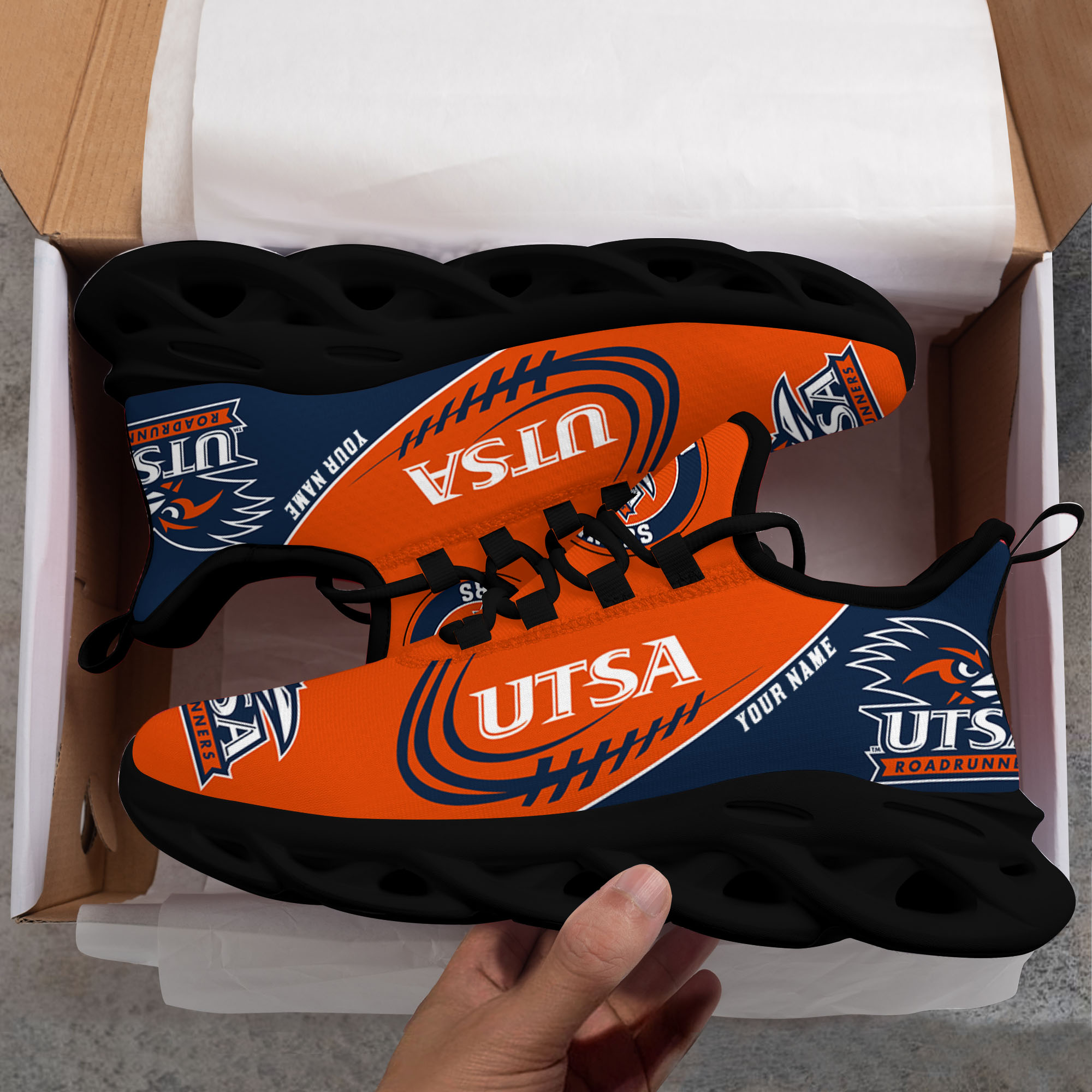 Custom Name UTSA Roadrunners PERSONALIZED MAX SOUL SHOES DS006 - Famjoys Custom Name UTSA Roadrunners PERSONALIZED MAX SOUL SHOES DS006 - Famjoys