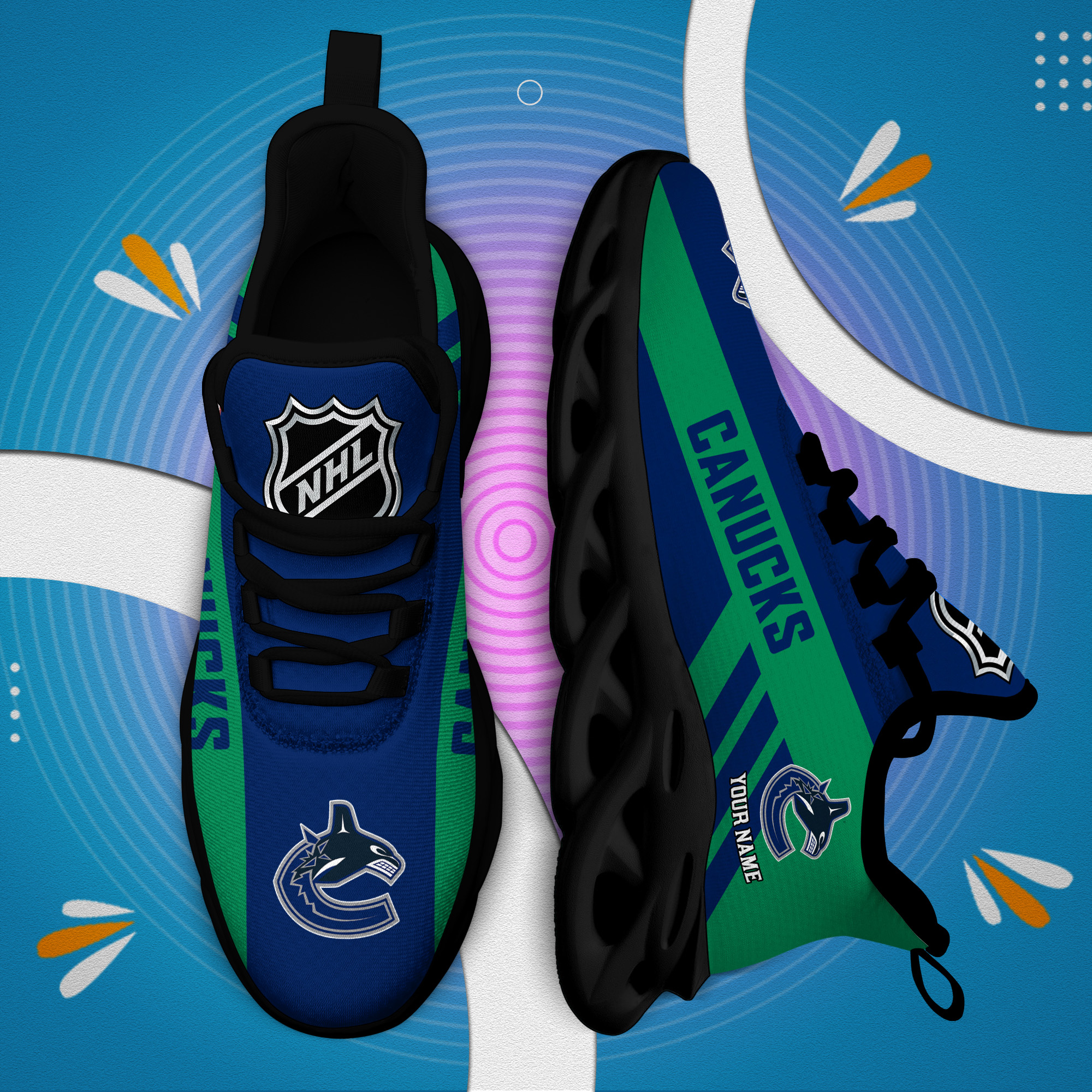 Custom Name Vancouver Canucks PERSONALIZED MAX SOUL SHOES DS004 - Famjoys Custom Name Vancouver Canucks PERSONALIZED MAX SOUL SHOES DS004 - Famjoys