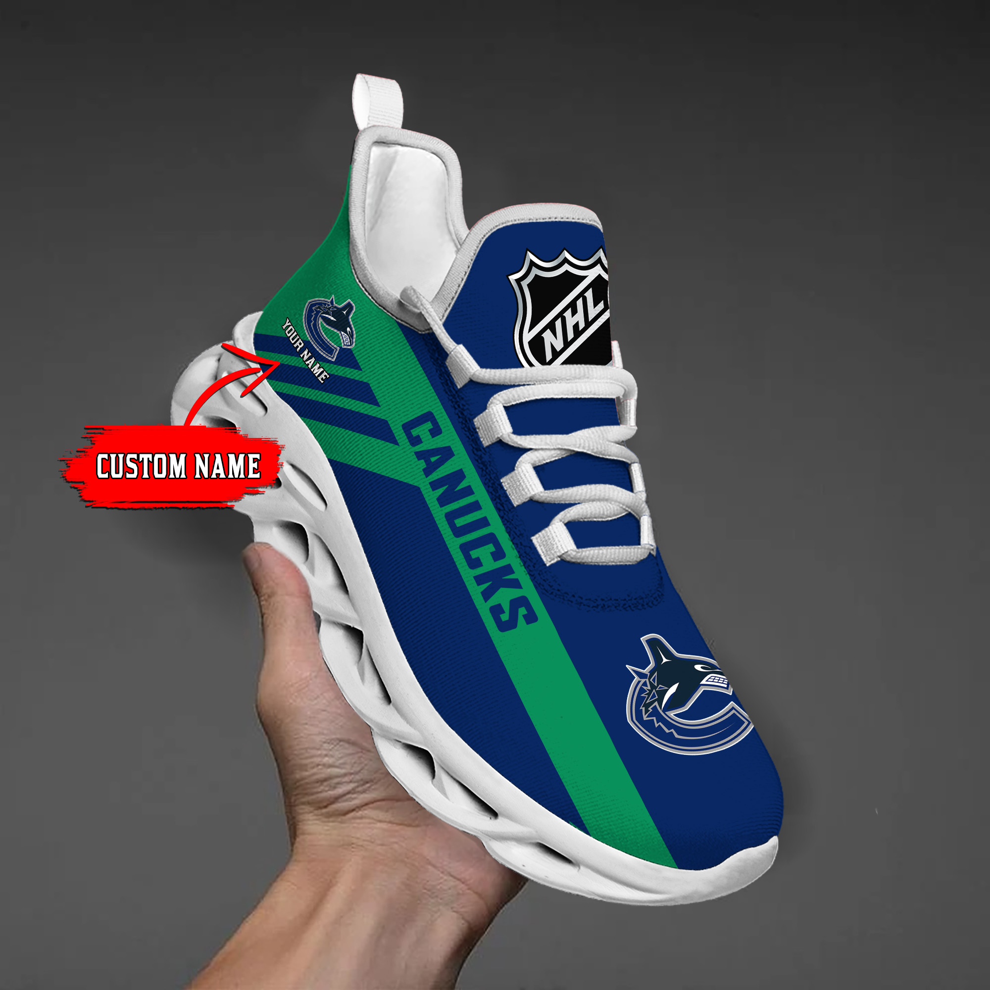 Custom Name Vancouver Canucks PERSONALIZED MAX SOUL SHOES DS004 - Famjoys Custom Name Vancouver Canucks PERSONALIZED MAX SOUL SHOES DS004 - Famjoys
