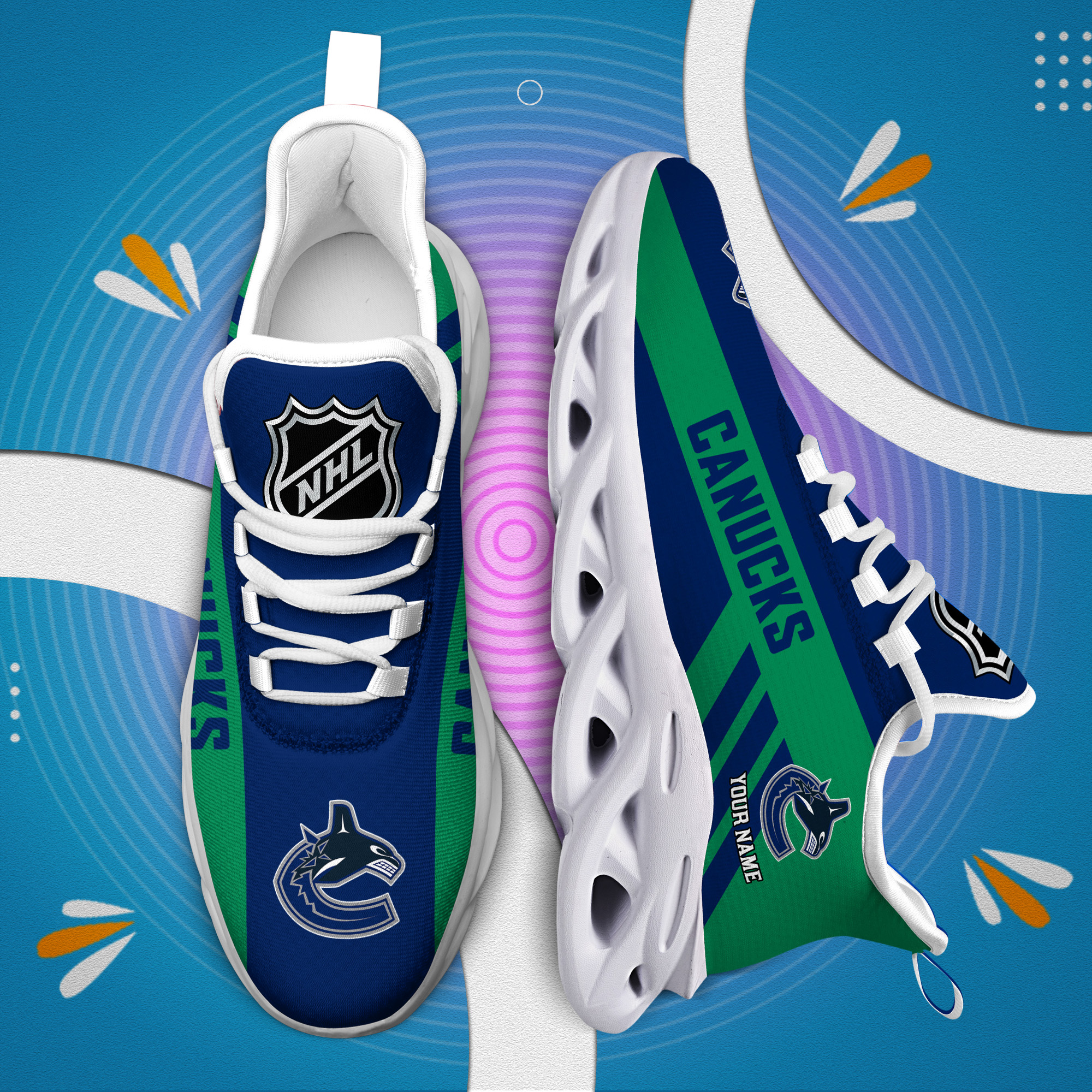 Custom Name Vancouver Canucks PERSONALIZED MAX SOUL SHOES DS004 - Famjoys Custom Name Vancouver Canucks PERSONALIZED MAX SOUL SHOES DS004 - Famjoys