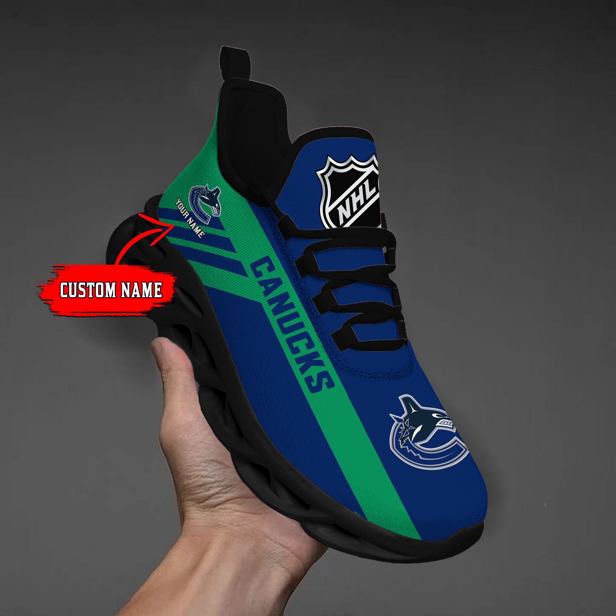Custom Name Vancouver Canucks PERSONALIZED MAX SOUL SHOES DS004 - Famjoys Custom Name Vancouver Canucks PERSONALIZED MAX SOUL SHOES DS004 - Famjoys