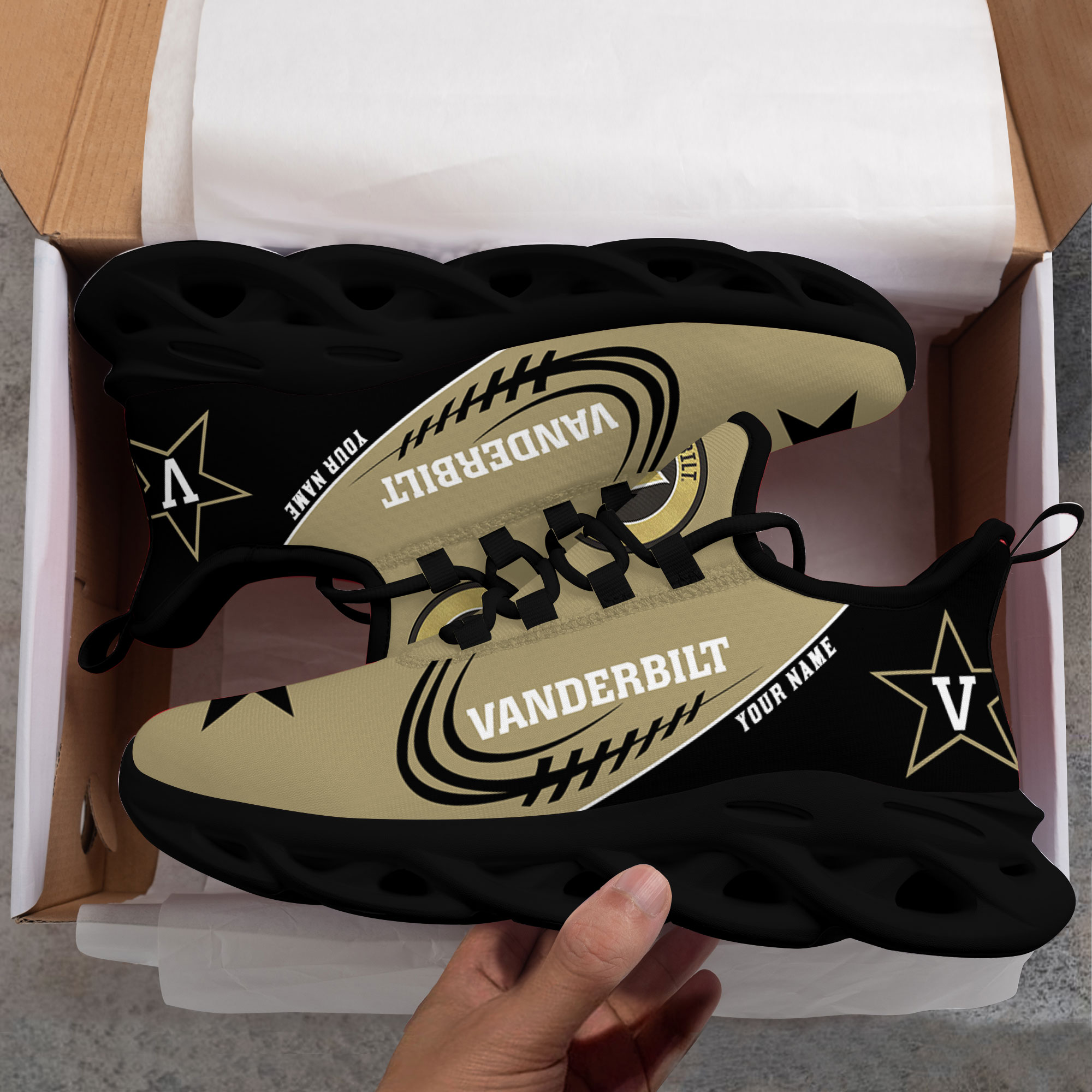 Custom Name Vanderbilt Commodores PERSONALIZED MAX SOUL SHOES DS006 - Famjoys Custom Name Vanderbilt Commodores PERSONALIZED MAX SOUL SHOES DS006 - Famjoys
