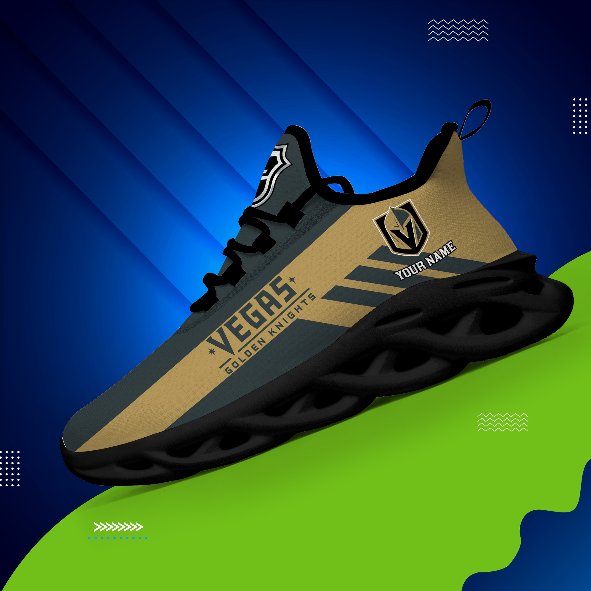 Custom Name Vegas Golden Knights PERSONALIZED MAX SOUL SHOES DS004 - Famjoys Custom Name Vegas Golden Knights PERSONALIZED MAX SOUL SHOES DS004 - Famjoys