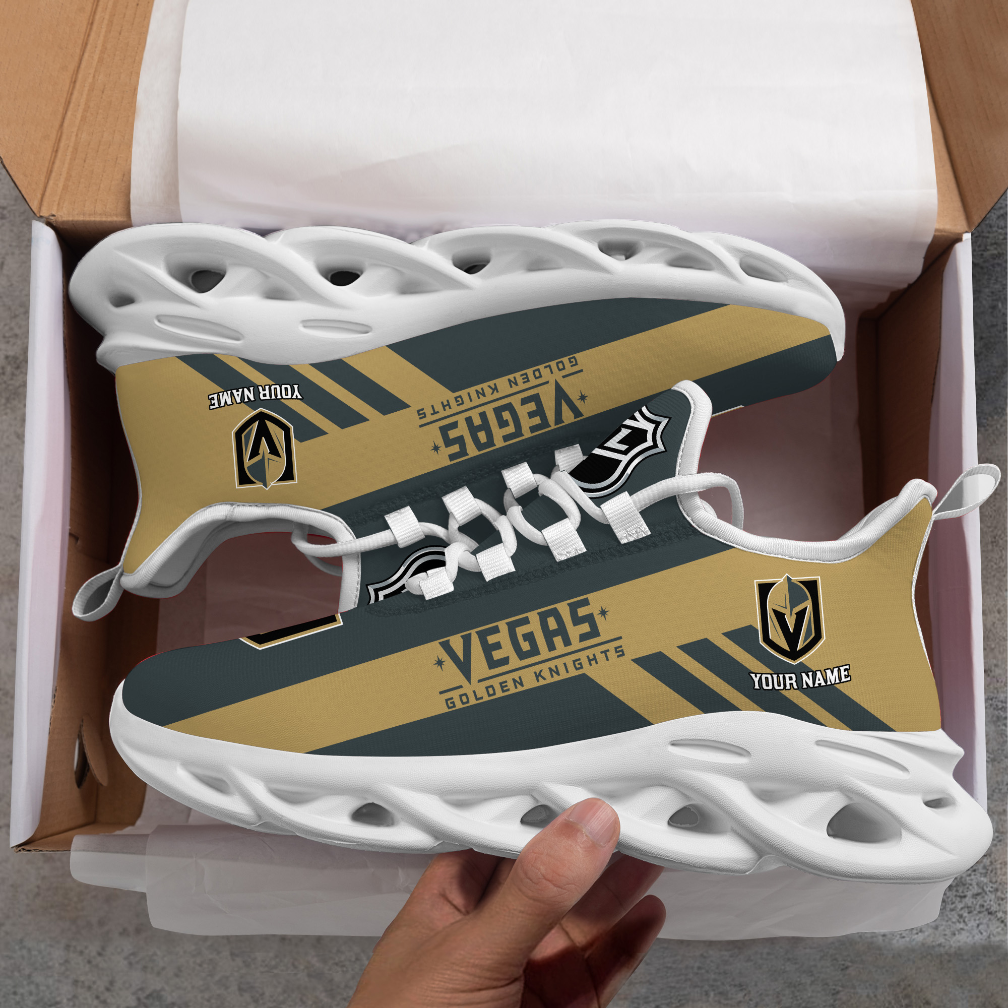 Custom Name Vegas Golden Knights PERSONALIZED MAX SOUL SHOES DS004 - Famjoys Custom Name Vegas Golden Knights PERSONALIZED MAX SOUL SHOES DS004 - Famjoys