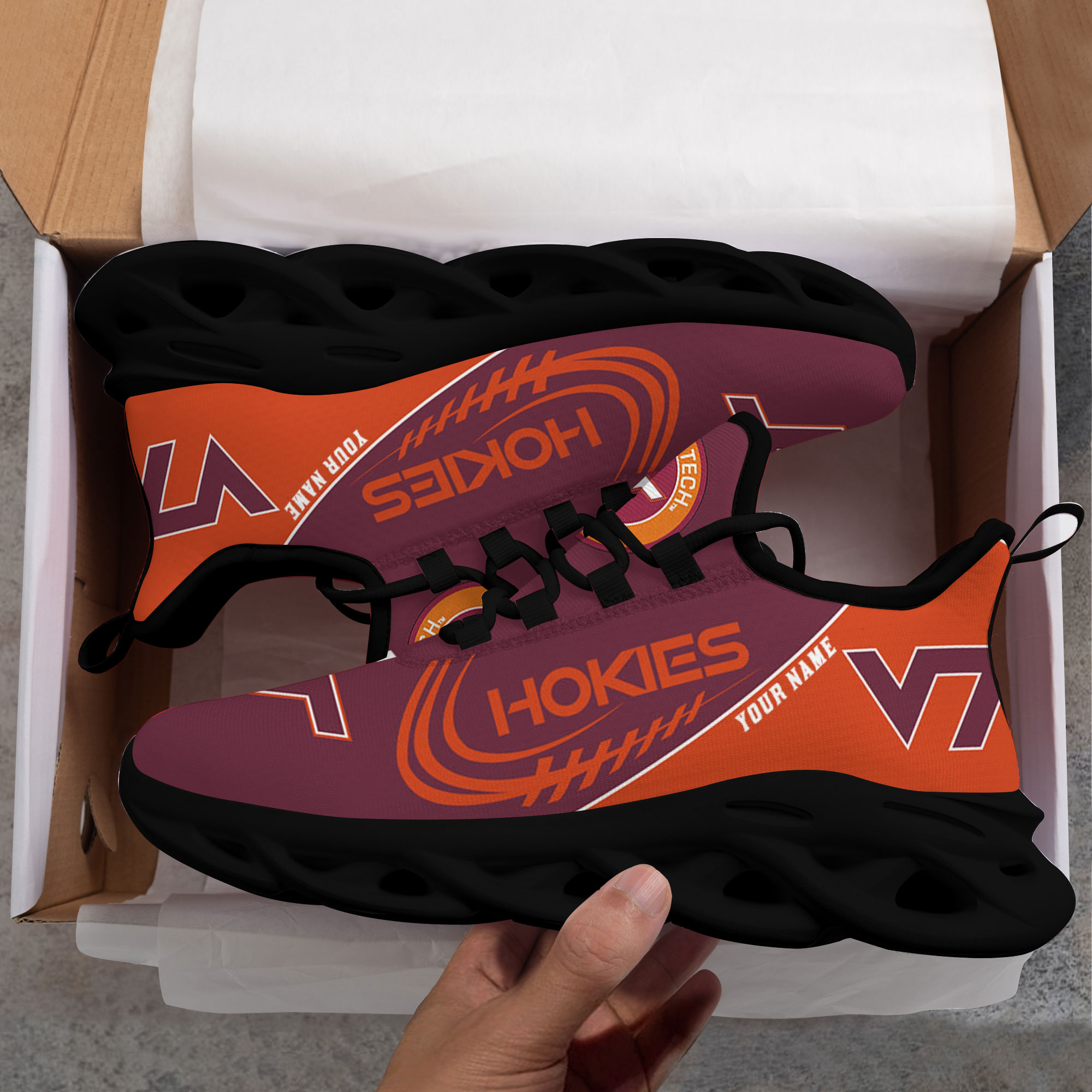 Custom Name Virginia Tech Hokies PERSONALIZED MAX SOUL SHOES DS006 - Famjoys Custom Name Virginia Tech Hokies PERSONALIZED MAX SOUL SHOES DS006 - Famjoys