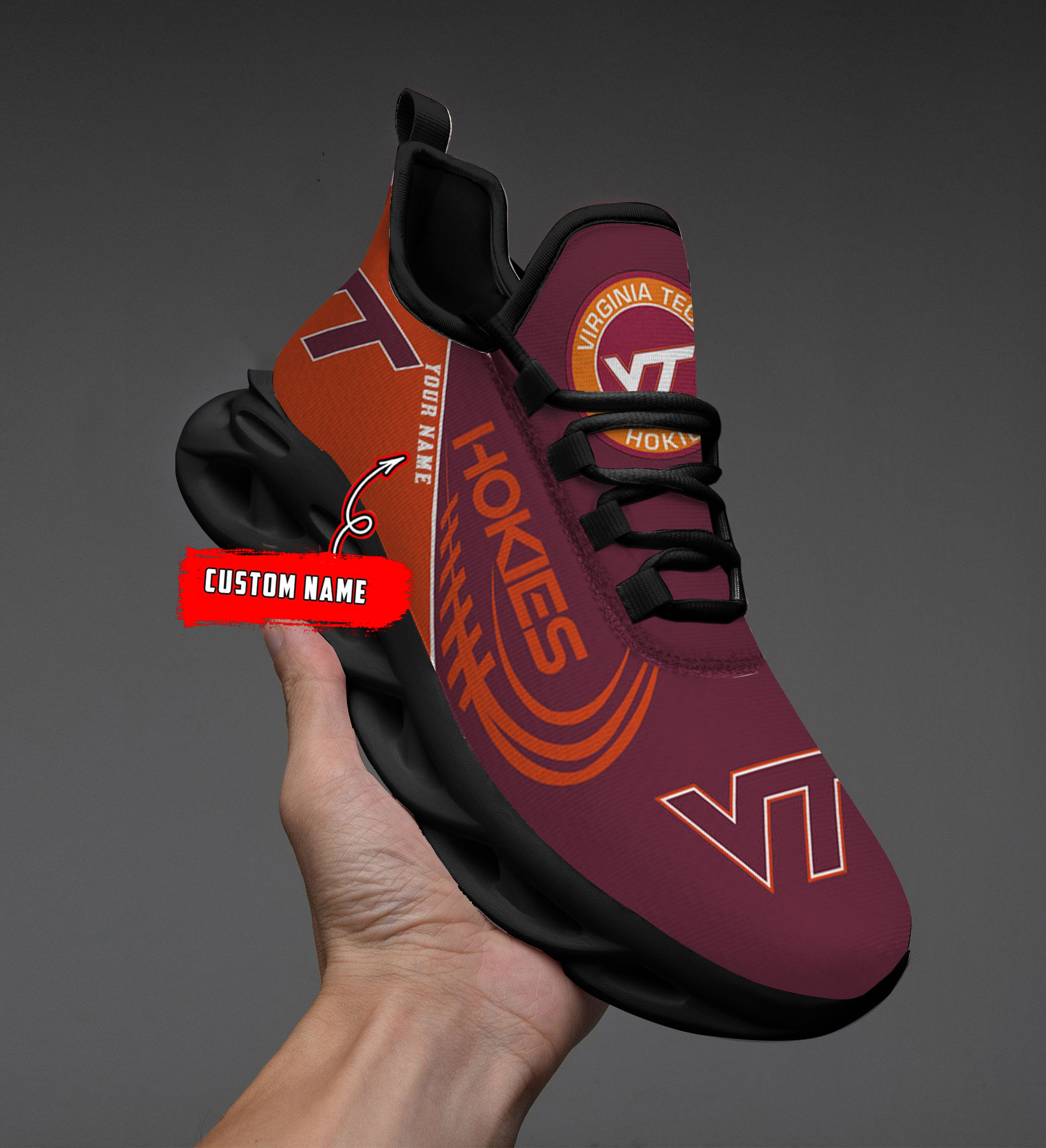 Custom Name Virginia Tech Hokies PERSONALIZED MAX SOUL SHOES DS006 - Famjoys Custom Name Virginia Tech Hokies PERSONALIZED MAX SOUL SHOES DS006 - Famjoys