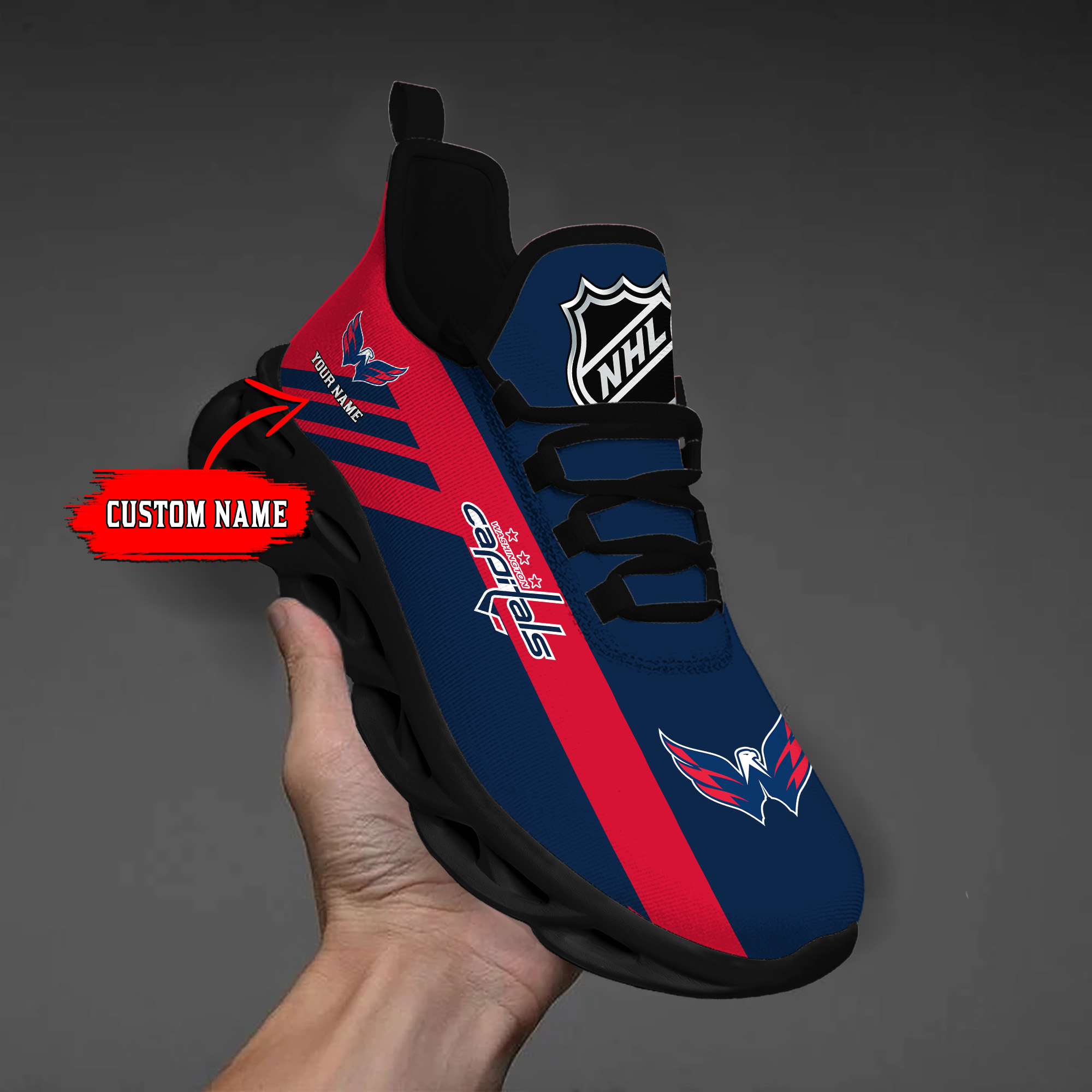 Custom Name Washington Capitals PERSONALIZED MAX SOUL SHOES DS004 - Famjoys Custom Name Washington Capitals PERSONALIZED MAX SOUL SHOES DS004 - Famjoys