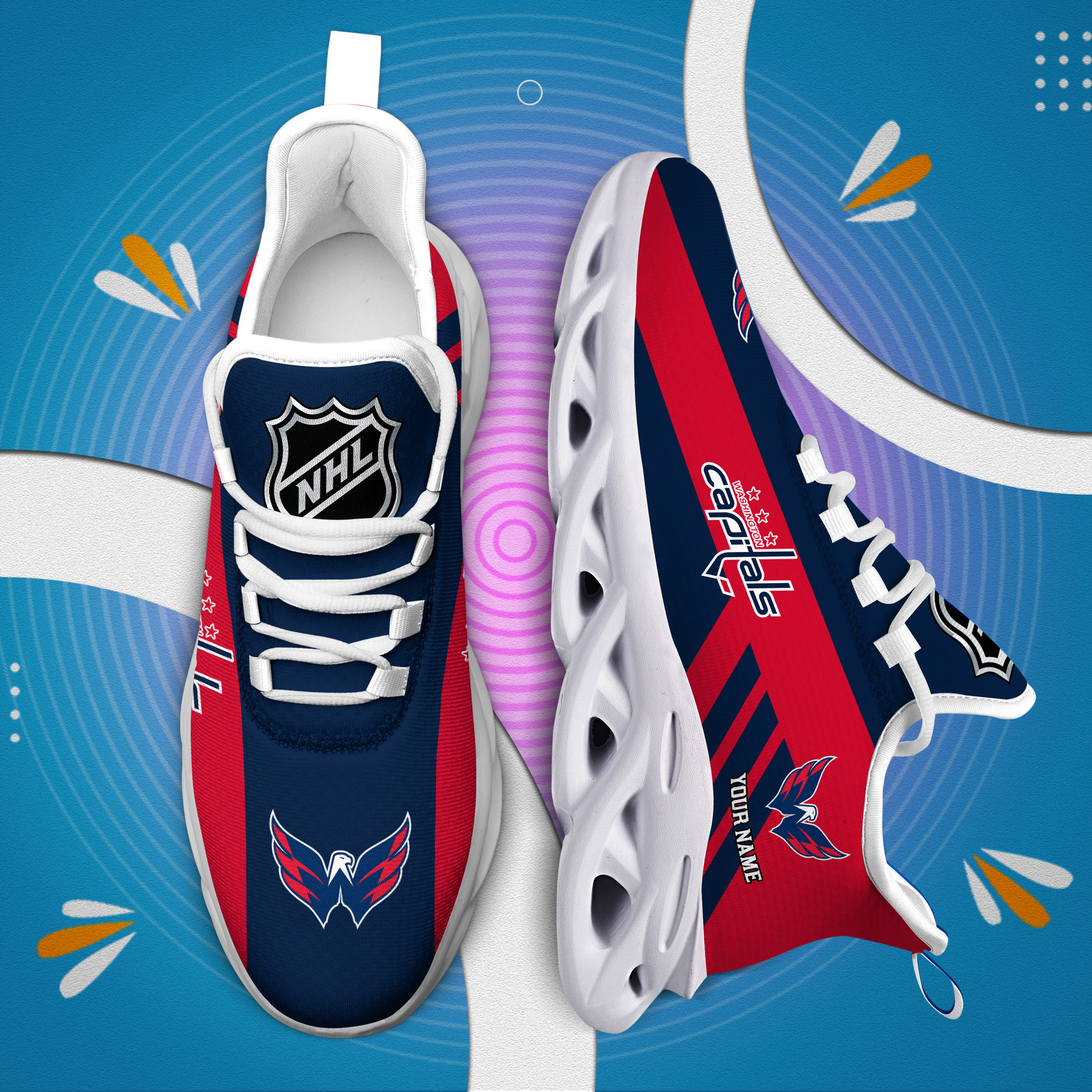 Custom Name Washington Capitals PERSONALIZED MAX SOUL SHOES DS004 - Famjoys Custom Name Washington Capitals PERSONALIZED MAX SOUL SHOES DS004 - Famjoys