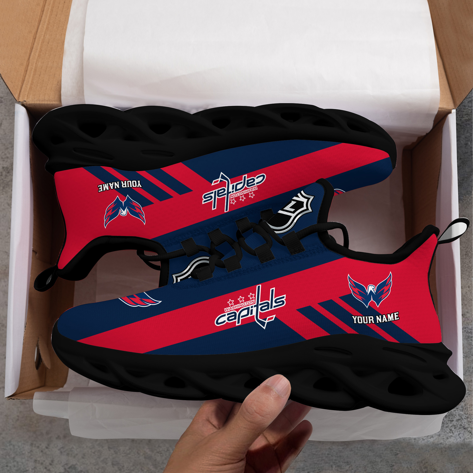 Custom Name Washington Capitals PERSONALIZED MAX SOUL SHOES DS004 - Famjoys Custom Name Washington Capitals PERSONALIZED MAX SOUL SHOES DS004 - Famjoys