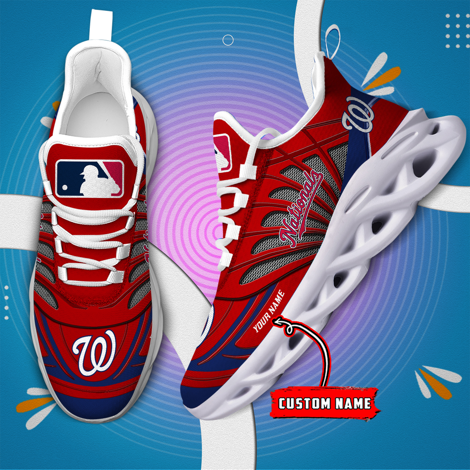 Custom Name Washington Nationals PERSONALIZED MAX SOUL SHOES DS005 - Famjoys Custom Name Washington Nationals PERSONALIZED MAX SOUL SHOES DS005 - Famjoys