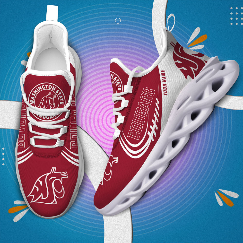Custom Name Washington State Cougars PERSONALIZED MAX SOUL SHOES DS006 - Famjoys Custom Name Washington State Cougars PERSONALIZED MAX SOUL SHOES DS006 - Famjoys