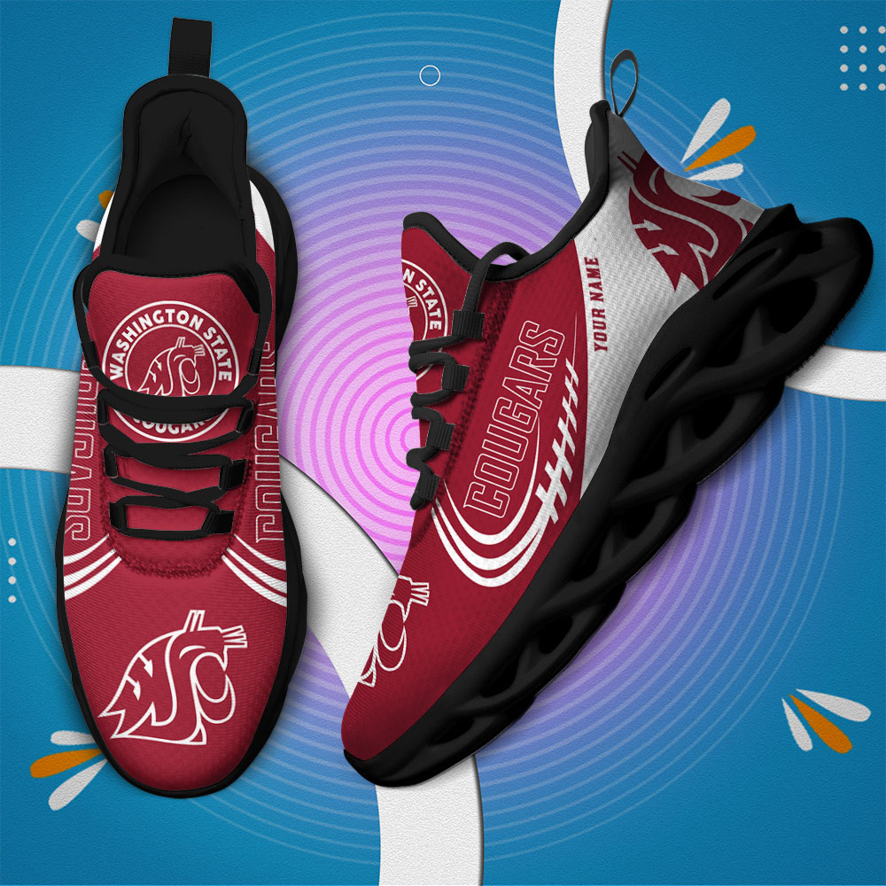 Custom Name Washington State Cougars PERSONALIZED MAX SOUL SHOES DS006 - Famjoys Custom Name Washington State Cougars PERSONALIZED MAX SOUL SHOES DS006 - Famjoys