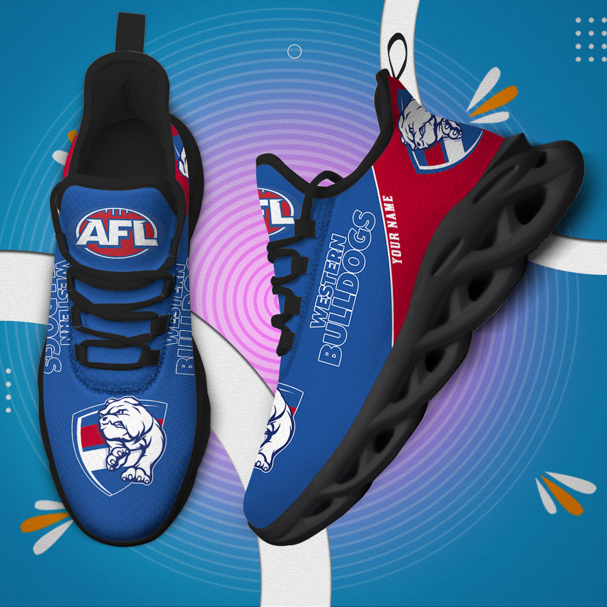 Custom Name Western Bulldogs PERSONALIZED MAX SOUL SHOES DS006 - Famjoys Custom Name Western Bulldogs PERSONALIZED MAX SOUL SHOES DS006 - Famjoys