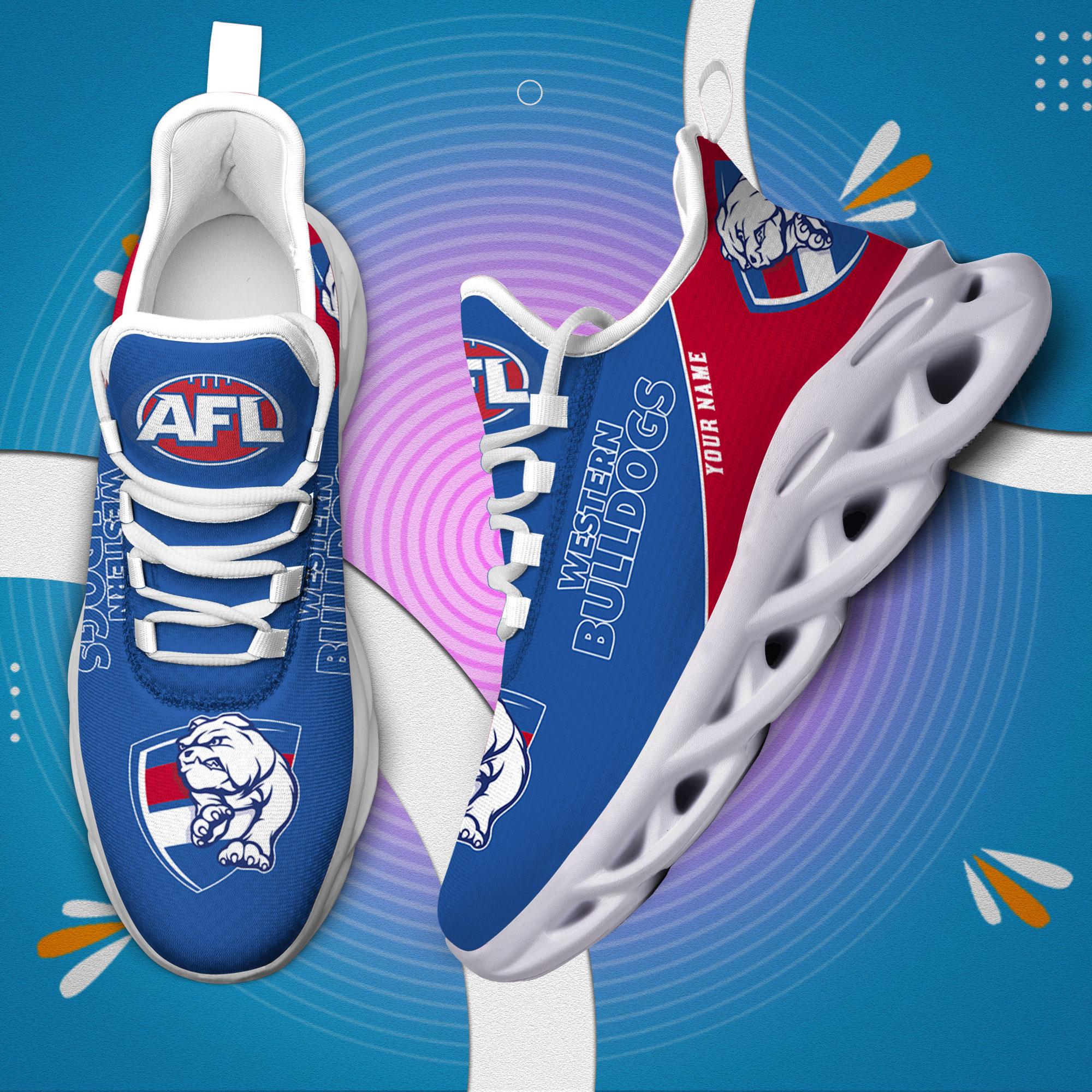Custom Name Western Bulldogs PERSONALIZED MAX SOUL SHOES DS006 - Famjoys Custom Name Western Bulldogs PERSONALIZED MAX SOUL SHOES DS006 - Famjoys
