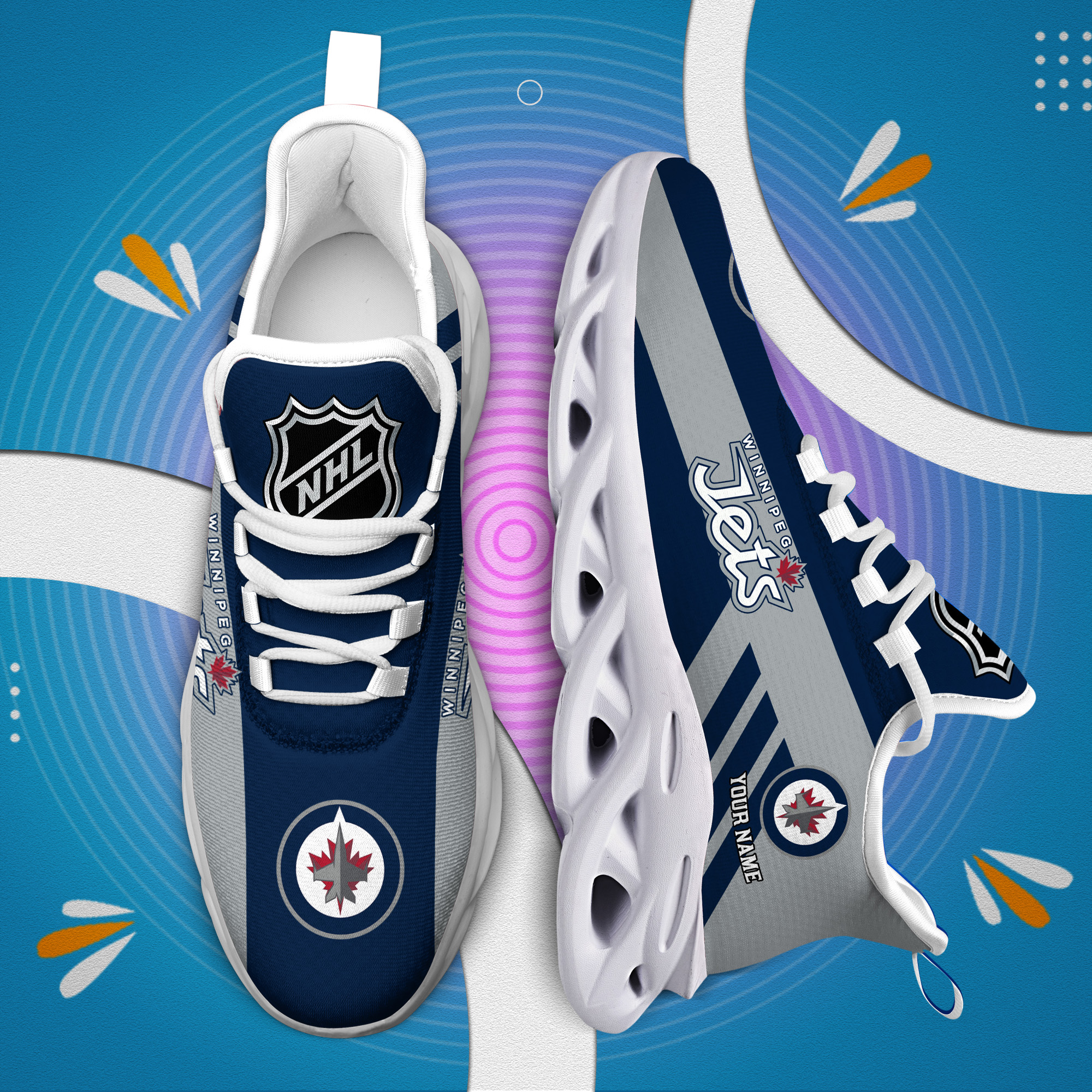 Custom Name Winnipeg Jets PERSONALIZED MAX SOUL SHOES DS004 - Famjoys Custom Name Winnipeg Jets PERSONALIZED MAX SOUL SHOES DS004 - Famjoys
