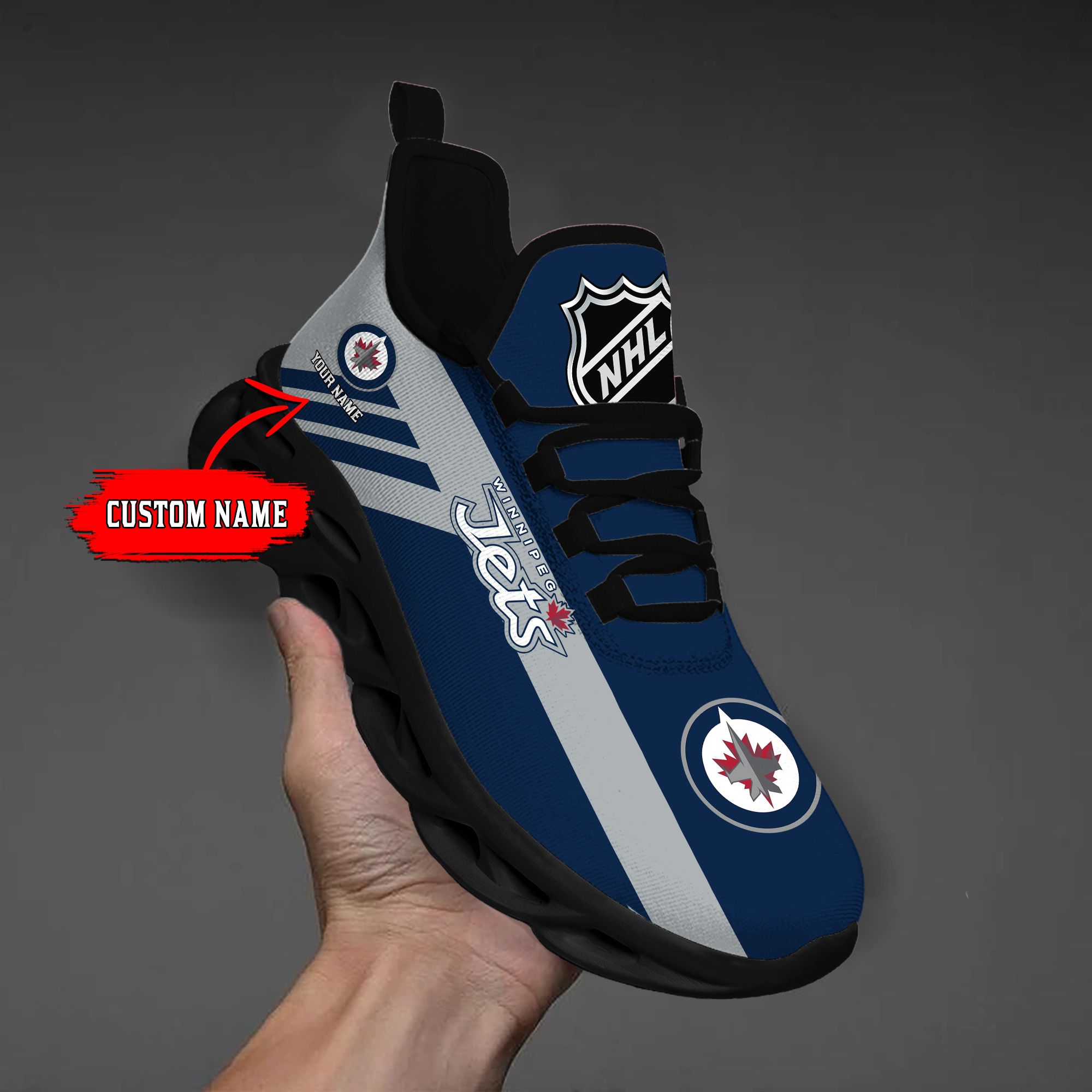 Custom Name Winnipeg Jets PERSONALIZED MAX SOUL SHOES DS004 - Famjoys Custom Name Winnipeg Jets PERSONALIZED MAX SOUL SHOES DS004 - Famjoys